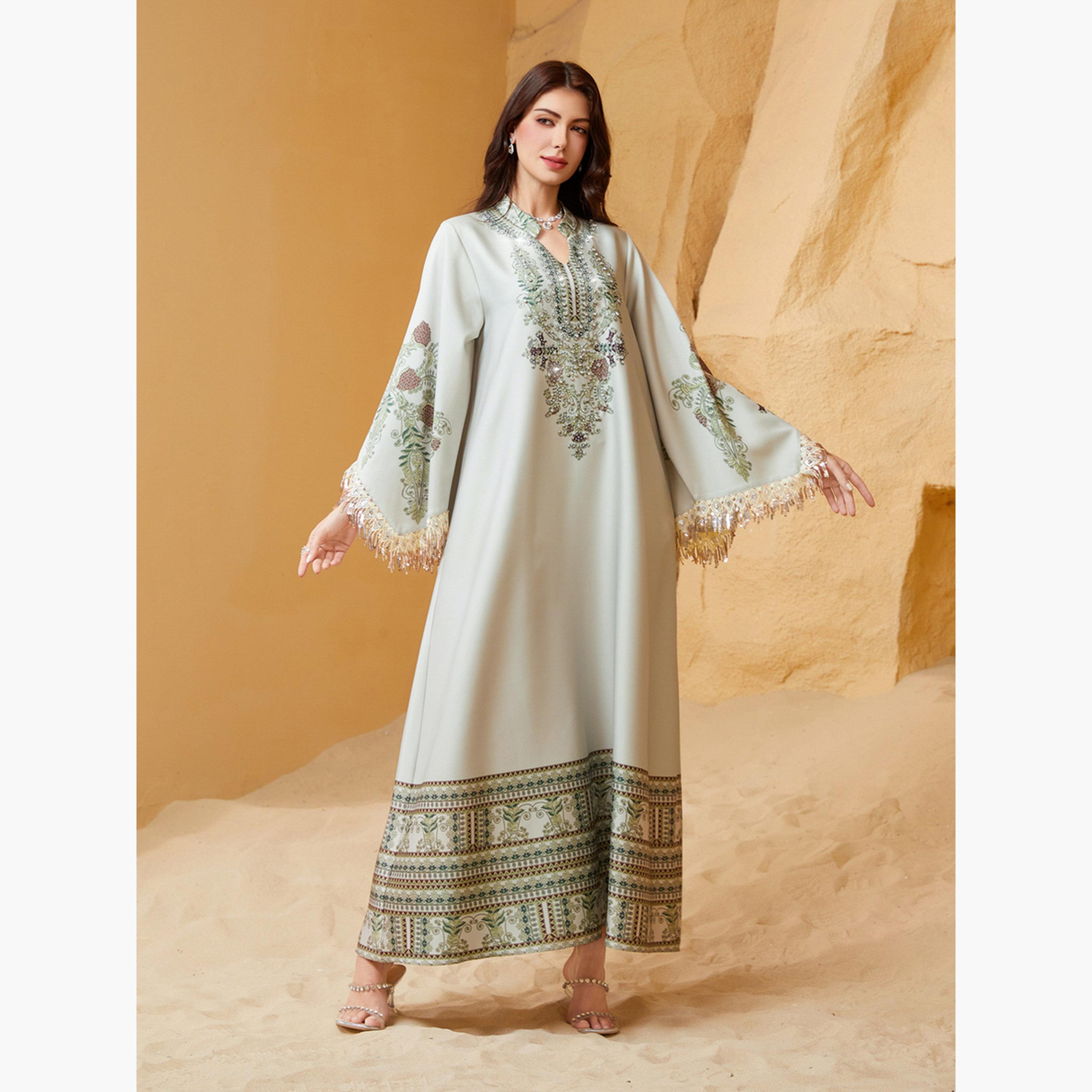 Take Two Embroidered Beaded Sleeve Tassel Jalabiya-women-arabicclothing-jalabiyas-image-5
