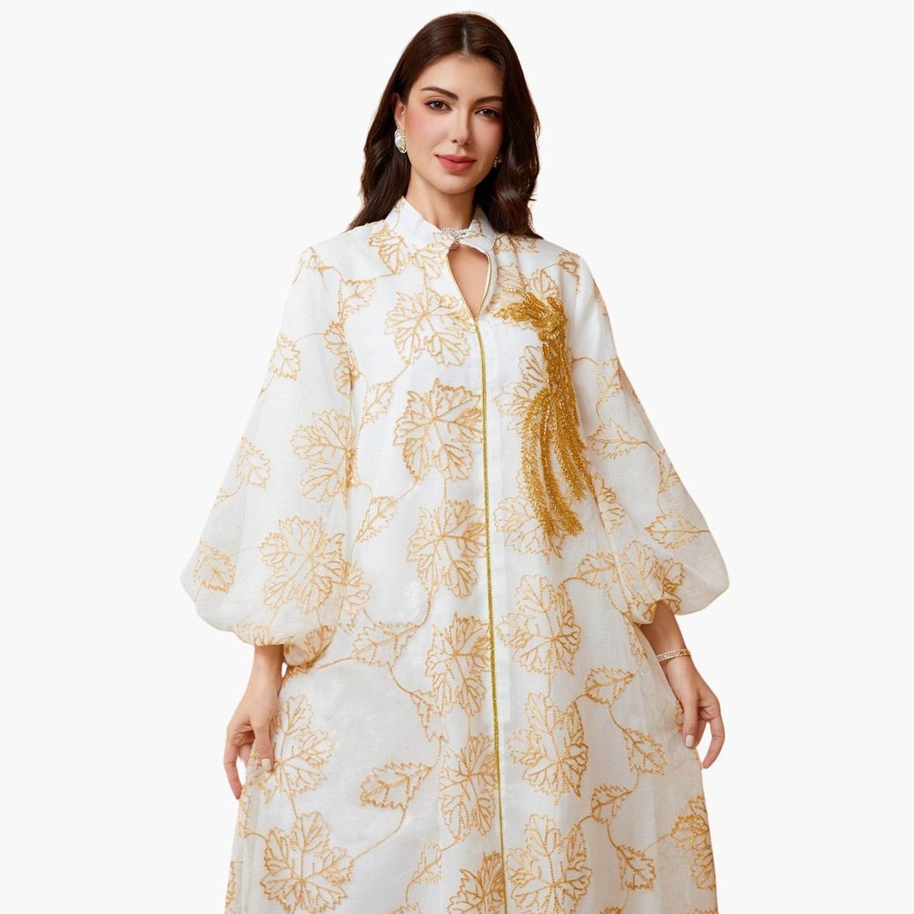 تيك تو - جلابية مطرزة بحزام وأكمام منفوخة-women-arabicclothing-jalabiyas-image-2