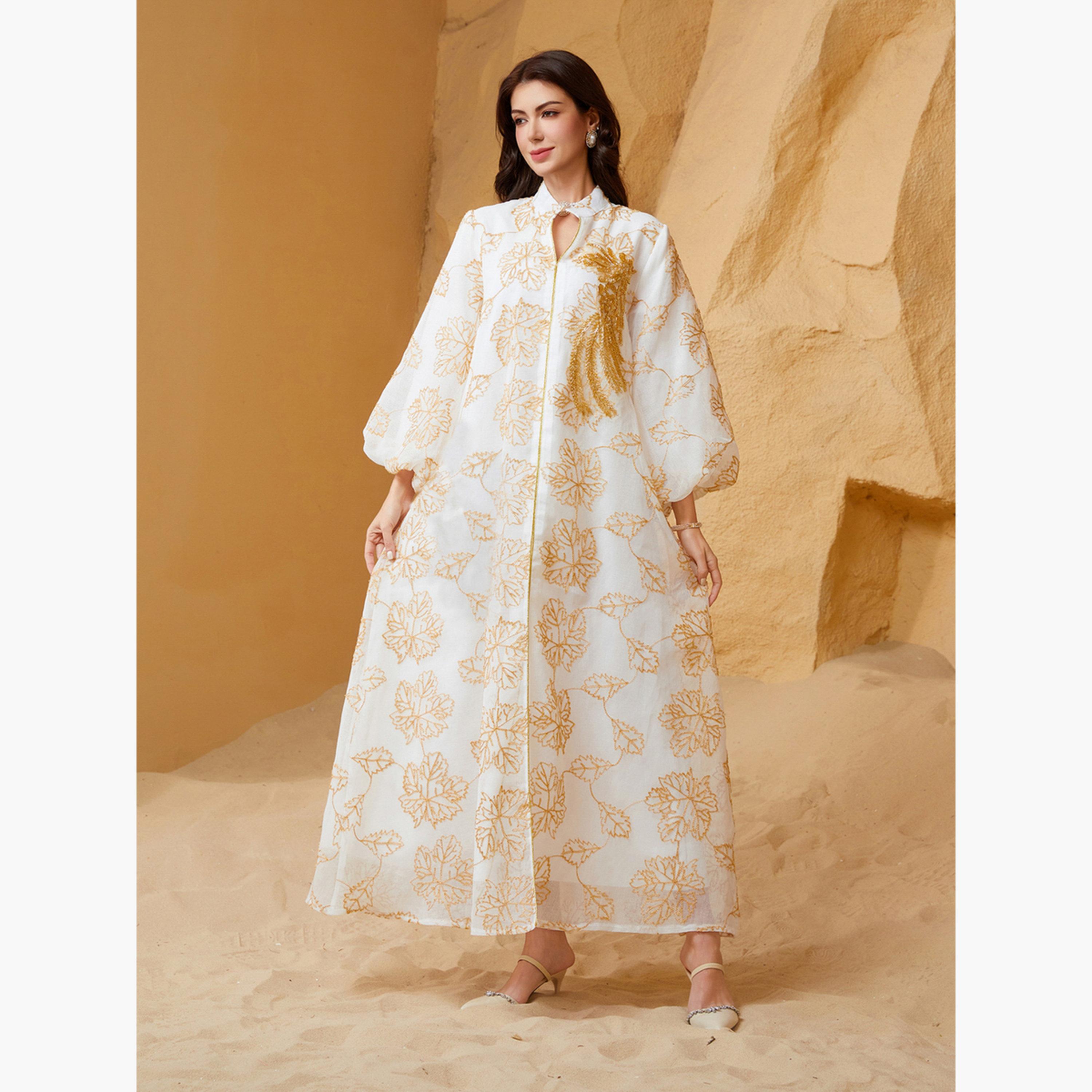 تيك تو - جلابية مطرزة بحزام وأكمام منفوخة-women-arabicclothing-jalabiyas-image-3