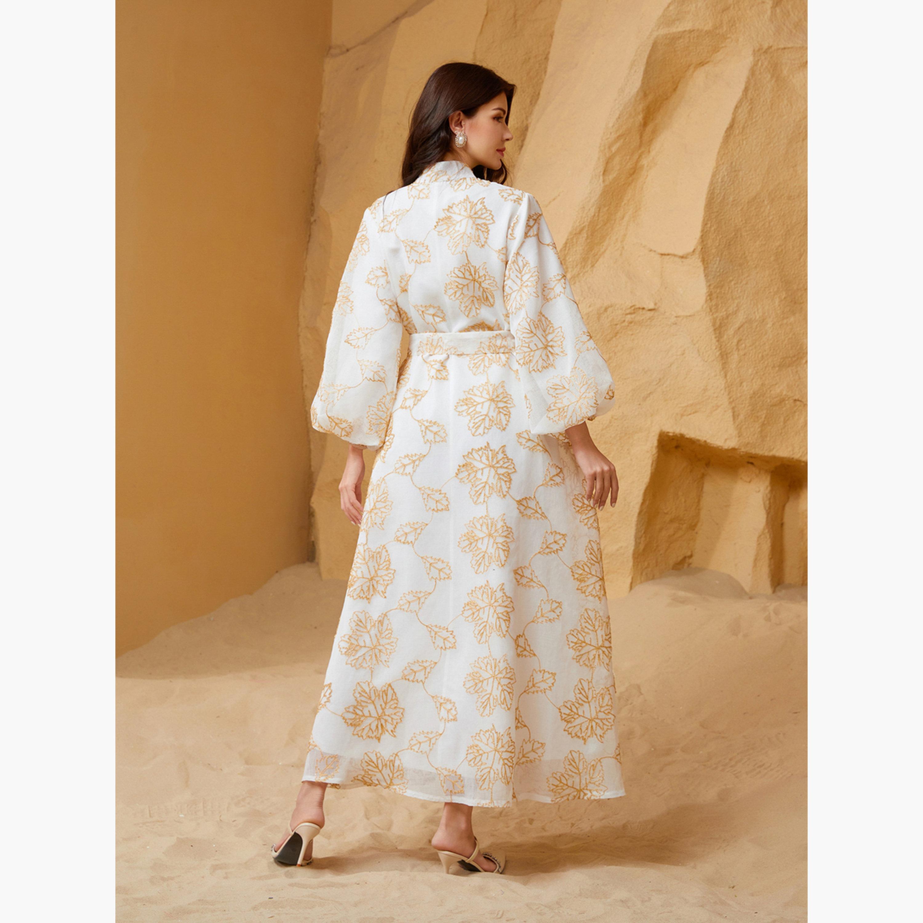 تيك تو - جلابية مطرزة بحزام وأكمام منفوخة-women-arabicclothing-jalabiyas-image-5