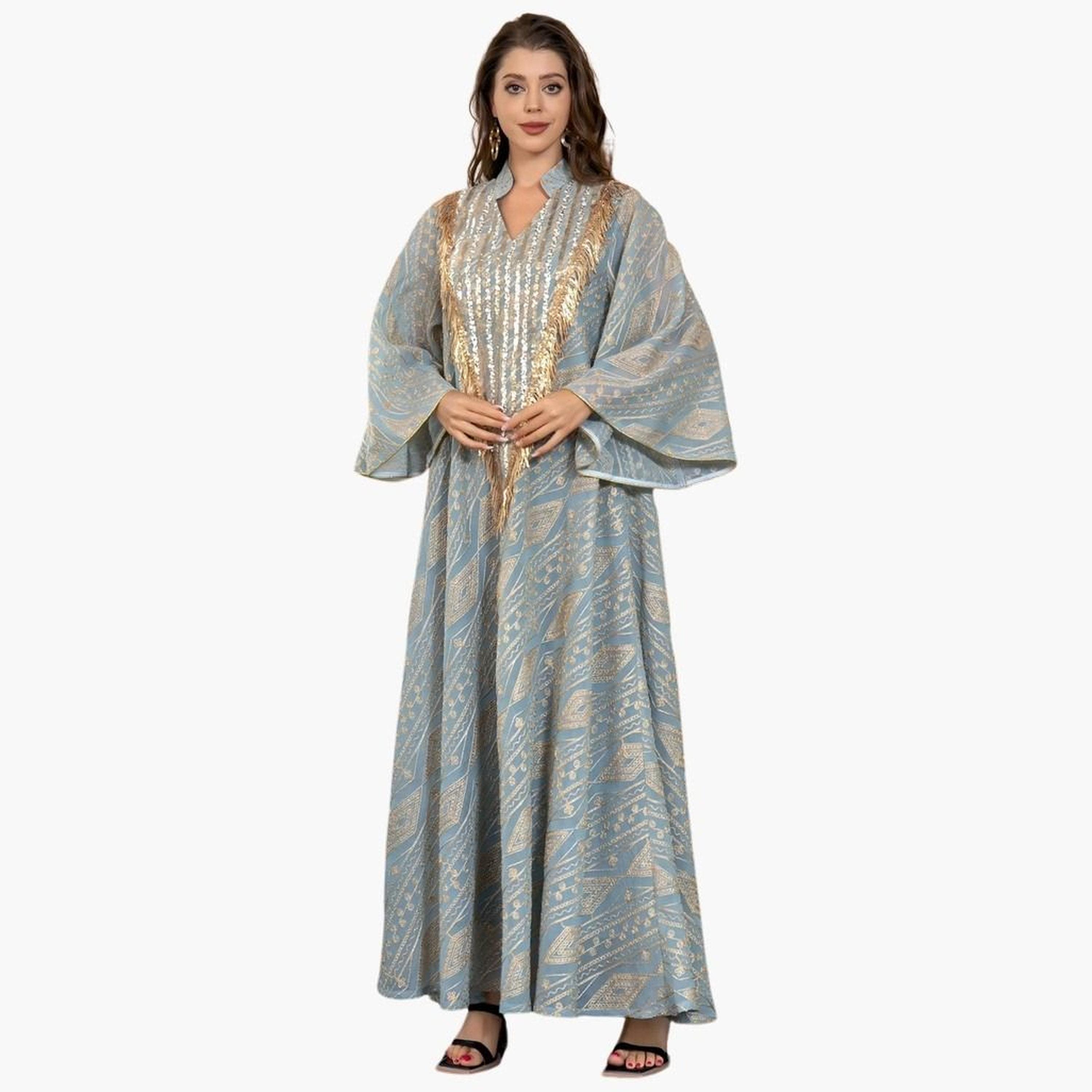 تيك تو - جلابية مزينة بالترتر وشراشيب-women-arabicclothing-jalabiyas-image-1
