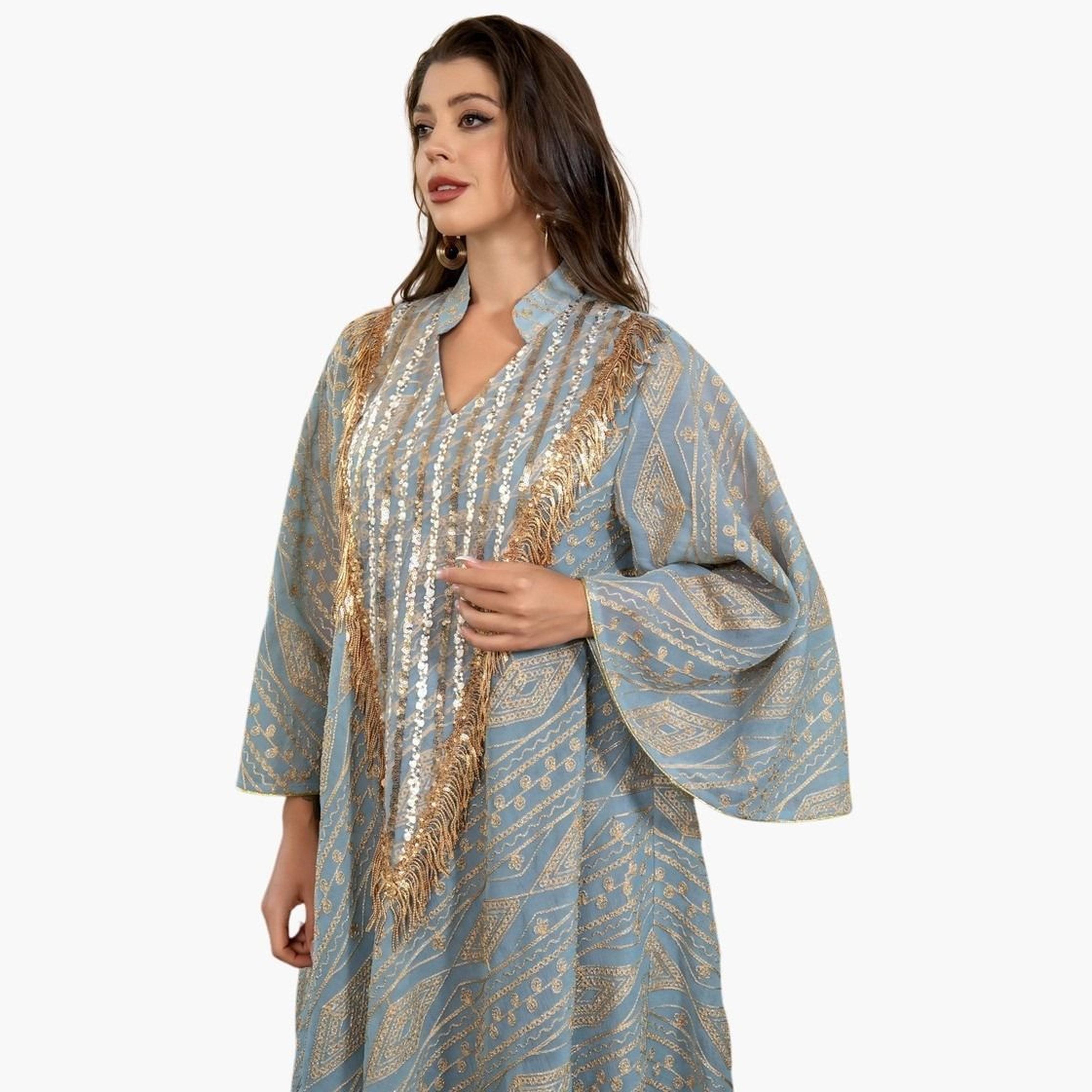 تيك تو - جلابية مزينة بالترتر وشراشيب-women-arabicclothing-jalabiyas-image-2