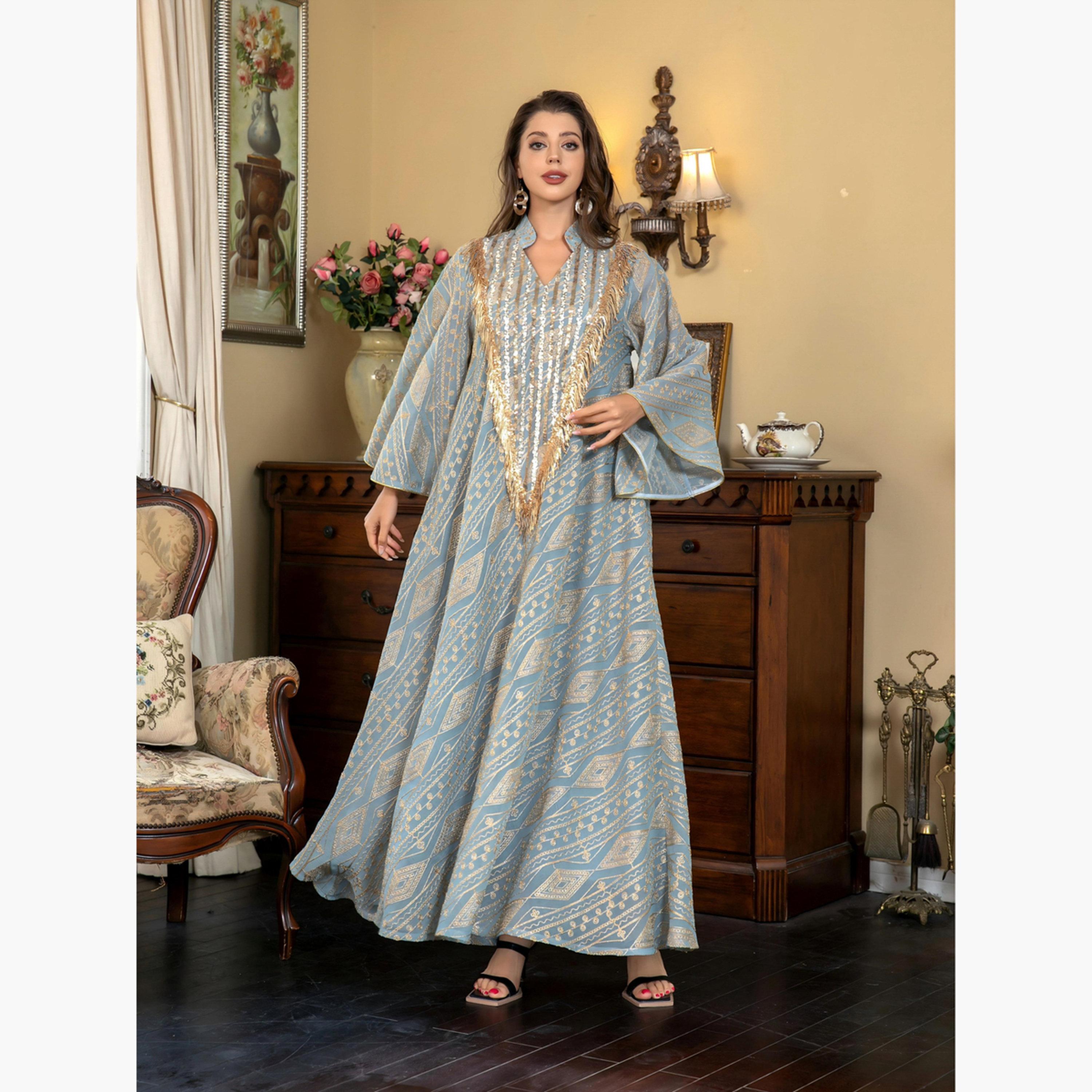 تيك تو - جلابية مزينة بالترتر وشراشيب-women-arabicclothing-jalabiyas-image-4