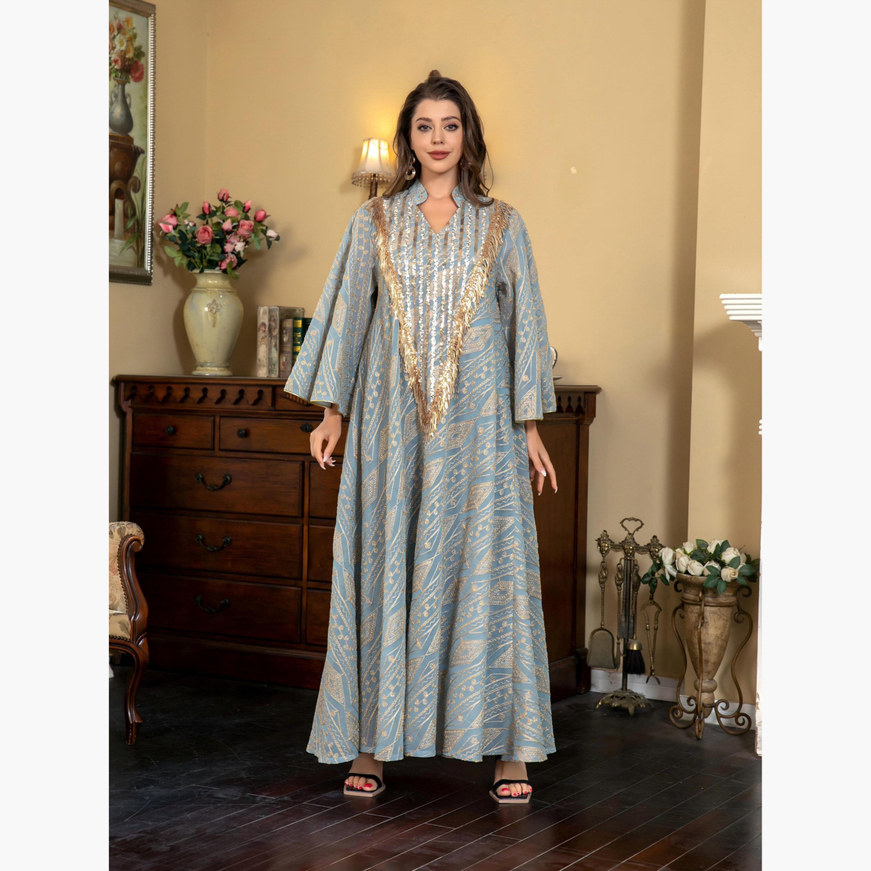 تيك تو - جلابية مزينة بالترتر وشراشيب-women-arabicclothing-jalabiyas-image-5