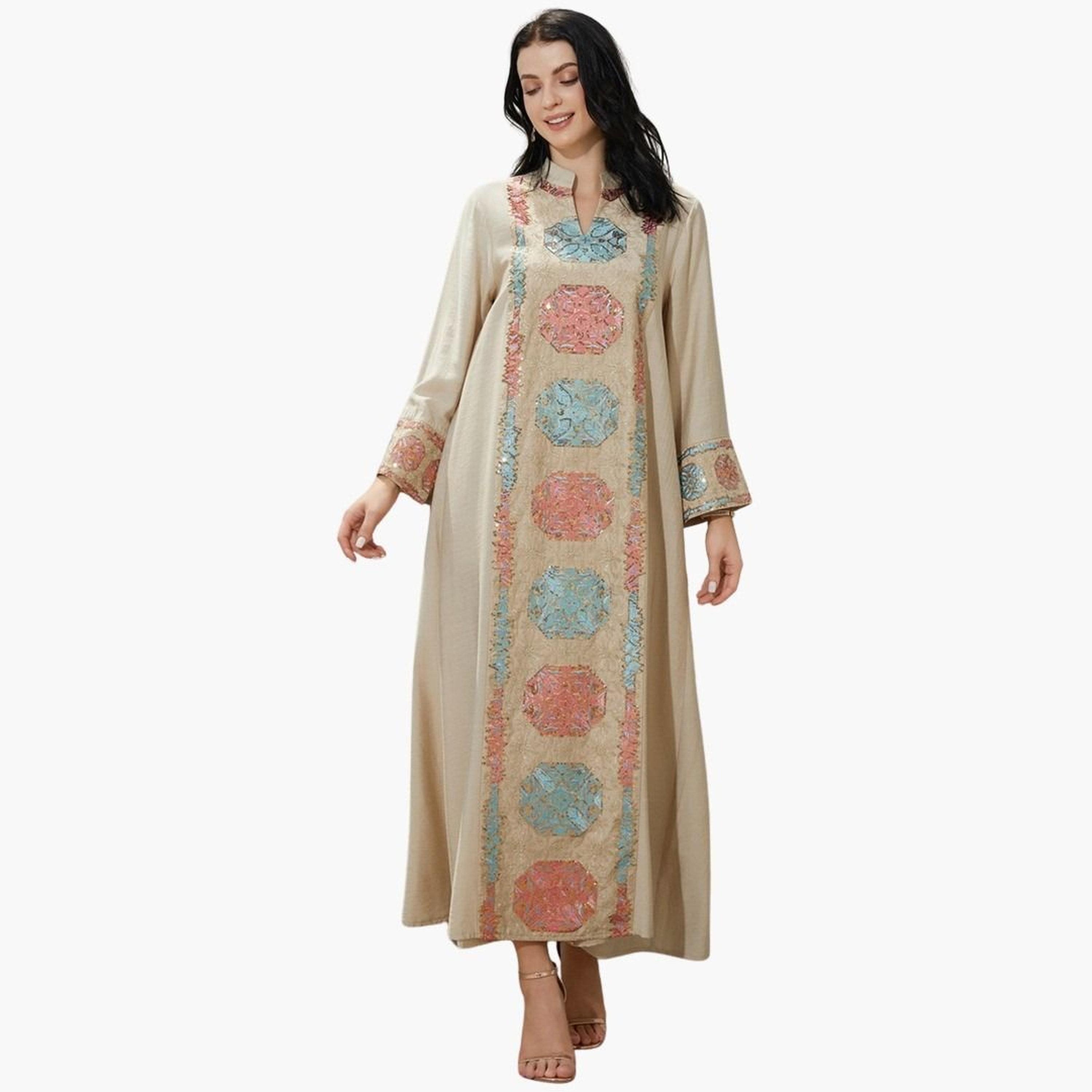 تيك تو - جلابية مطرزة بالترتر تصميم A-women-arabicclothing-jalabiyas-image-1