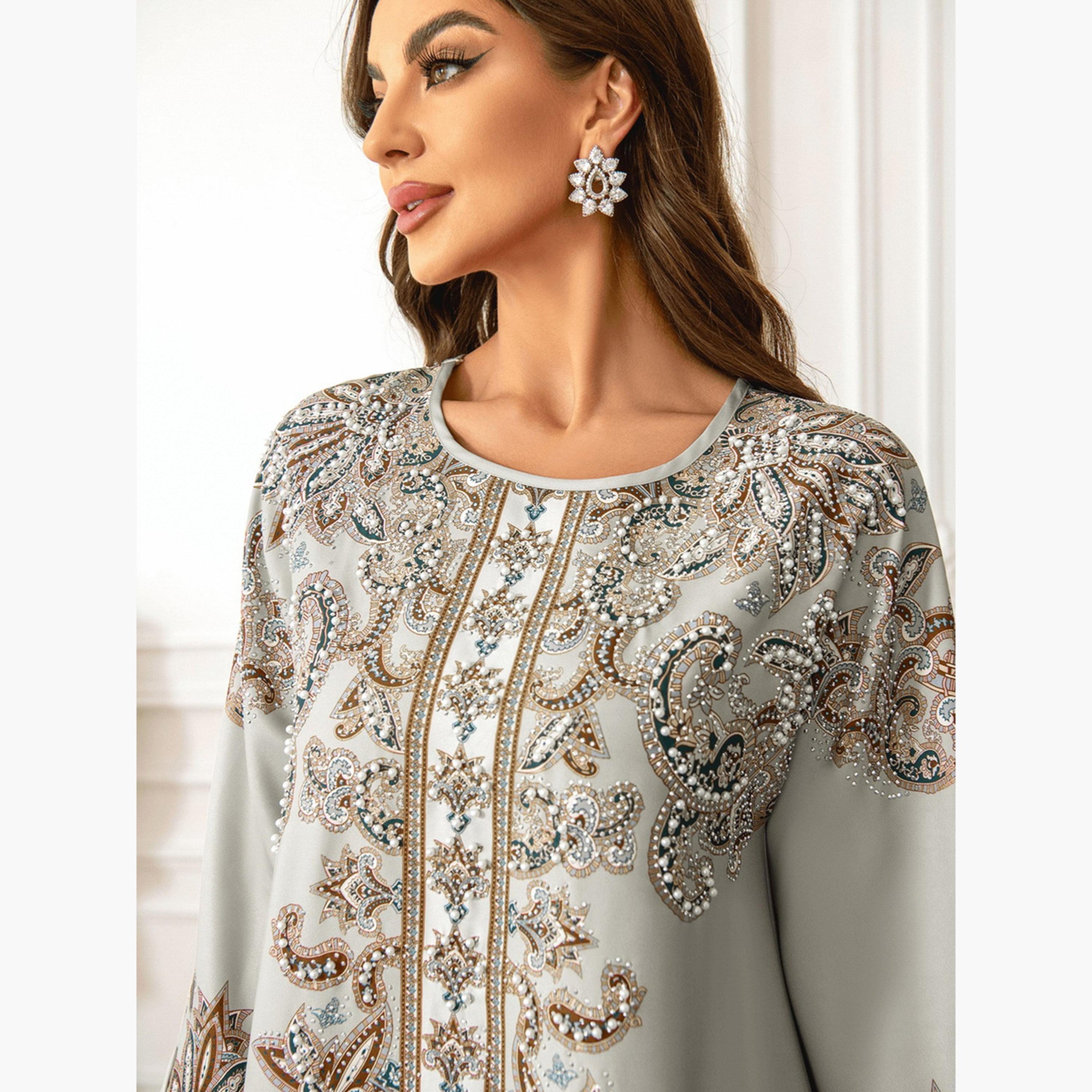 تيك تو - جلابية مزينة مورّدة وتفاصيل لؤلؤ صناعي-women-arabicclothing-jalabiyas-image-5