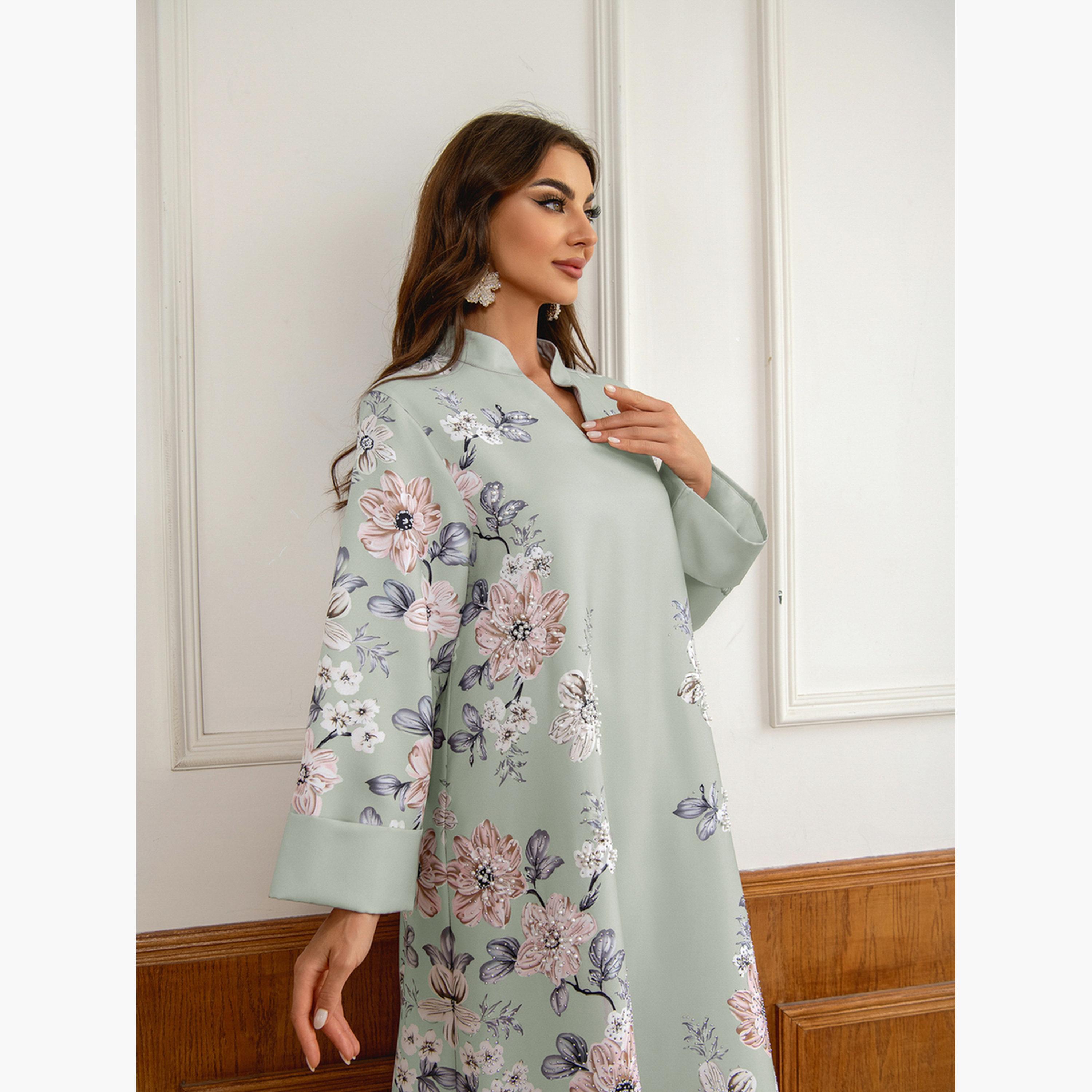 تيك تو - جلابية مزينة مورّدة وتفاصيل لؤلؤ صناعي-women-arabicclothing-jalabiyas-image-3