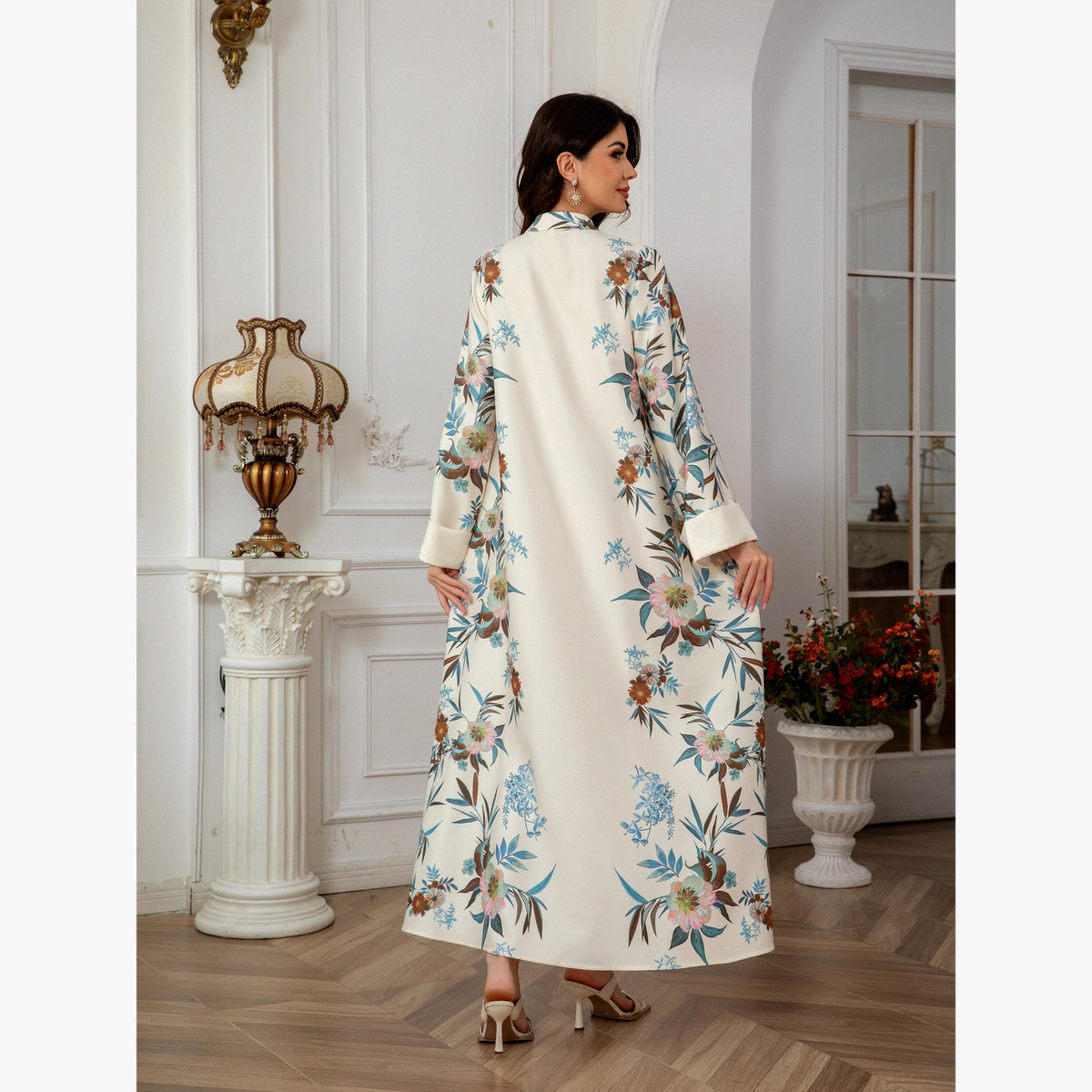Take Two Floral Print Embellished Faux Pearl Detail Jalabiya-women-arabicclothing-jalabiyas-image-6
