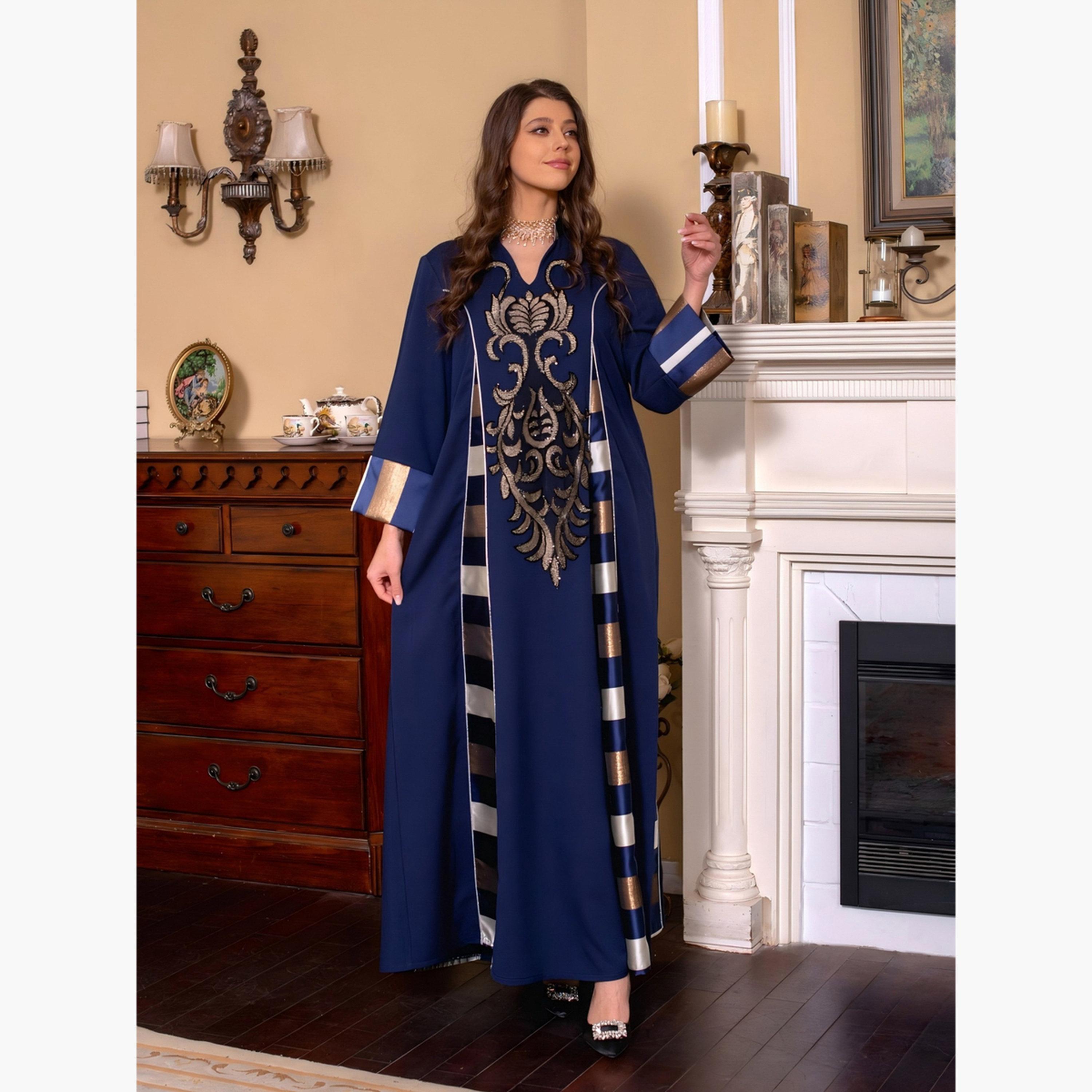 Take Two Graphic Print Thick Striped Detail Jalabiya-women-arabicclothing-jalabiyas-image-3