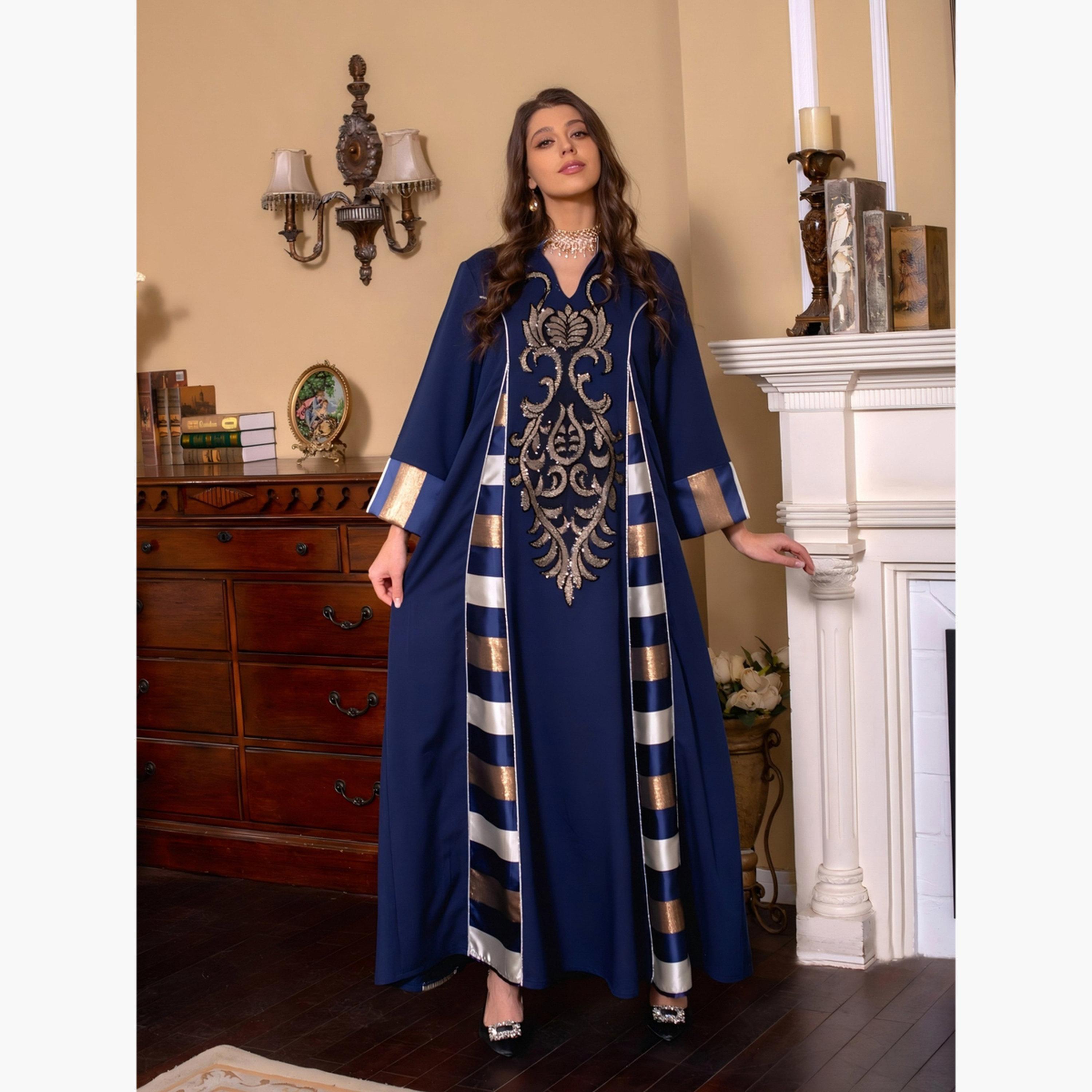 Take Two Graphic Print Thick Striped Detail Jalabiya-women-arabicclothing-jalabiyas-image-5