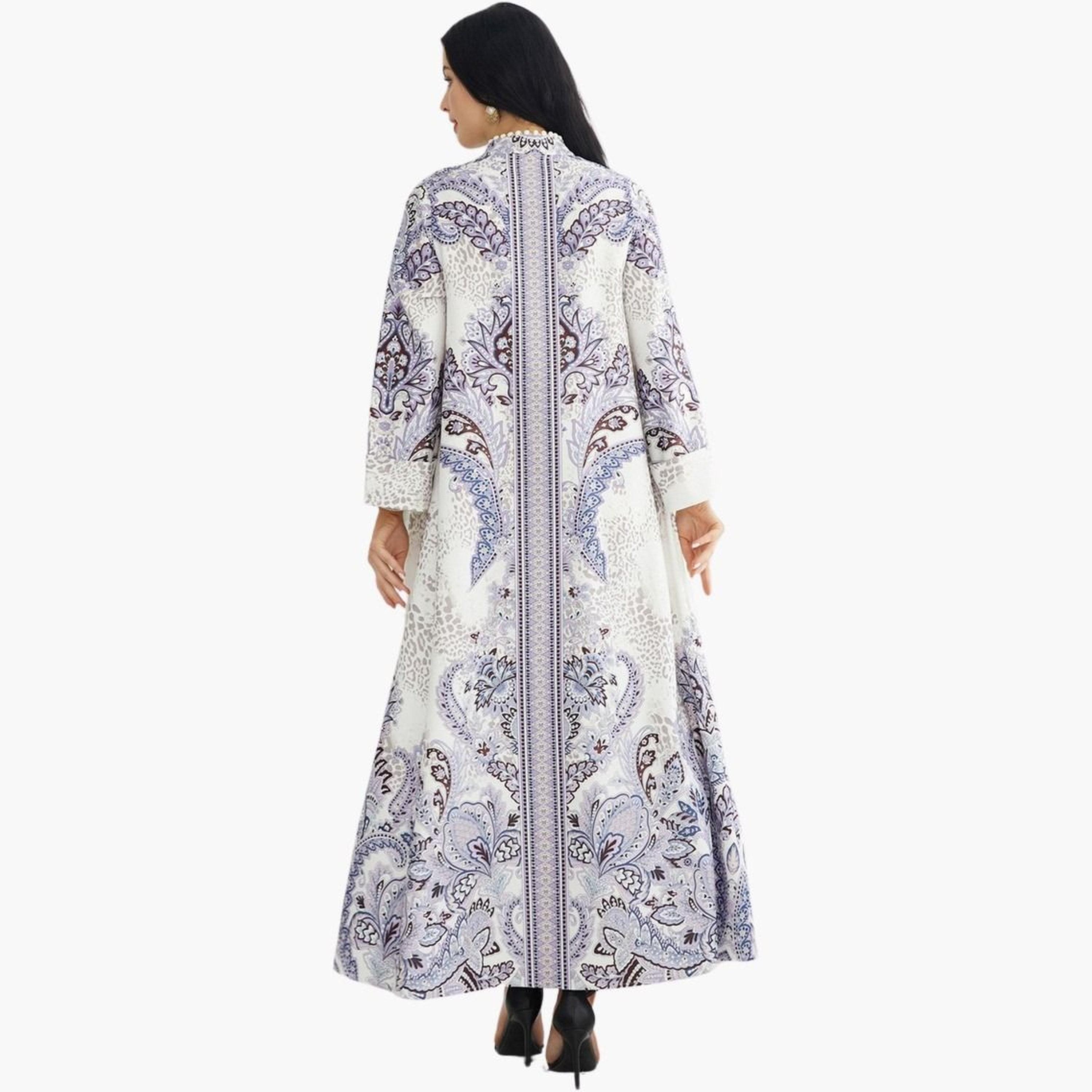 Take Two Floral Print Embellished Faux Pearl Tassel Jalabiya-women-arabicclothing-jalabiyas-image-2