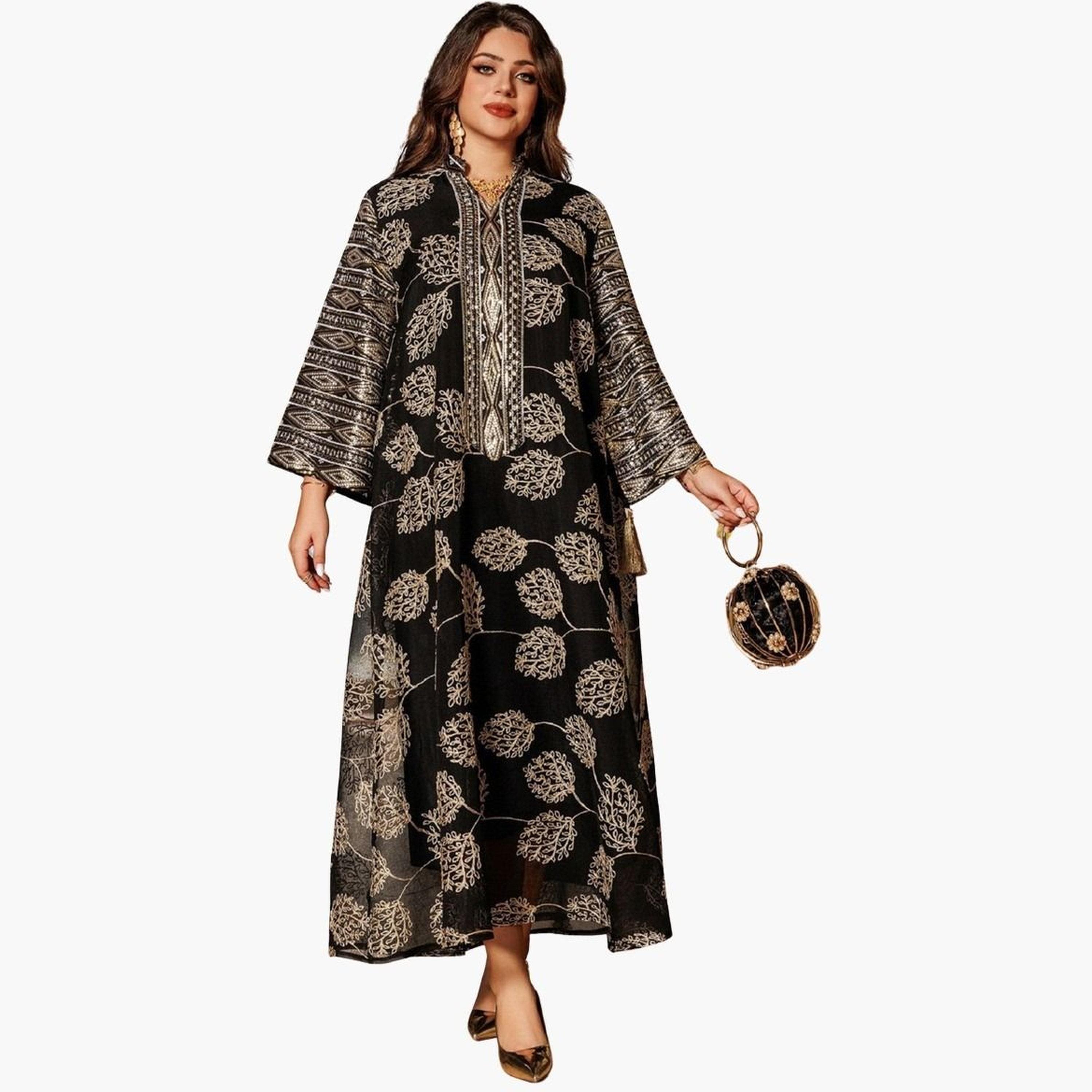 Take Two Black Embroidered A-Line Jalabiya-women-arabicclothing-jalabiyas-image-1