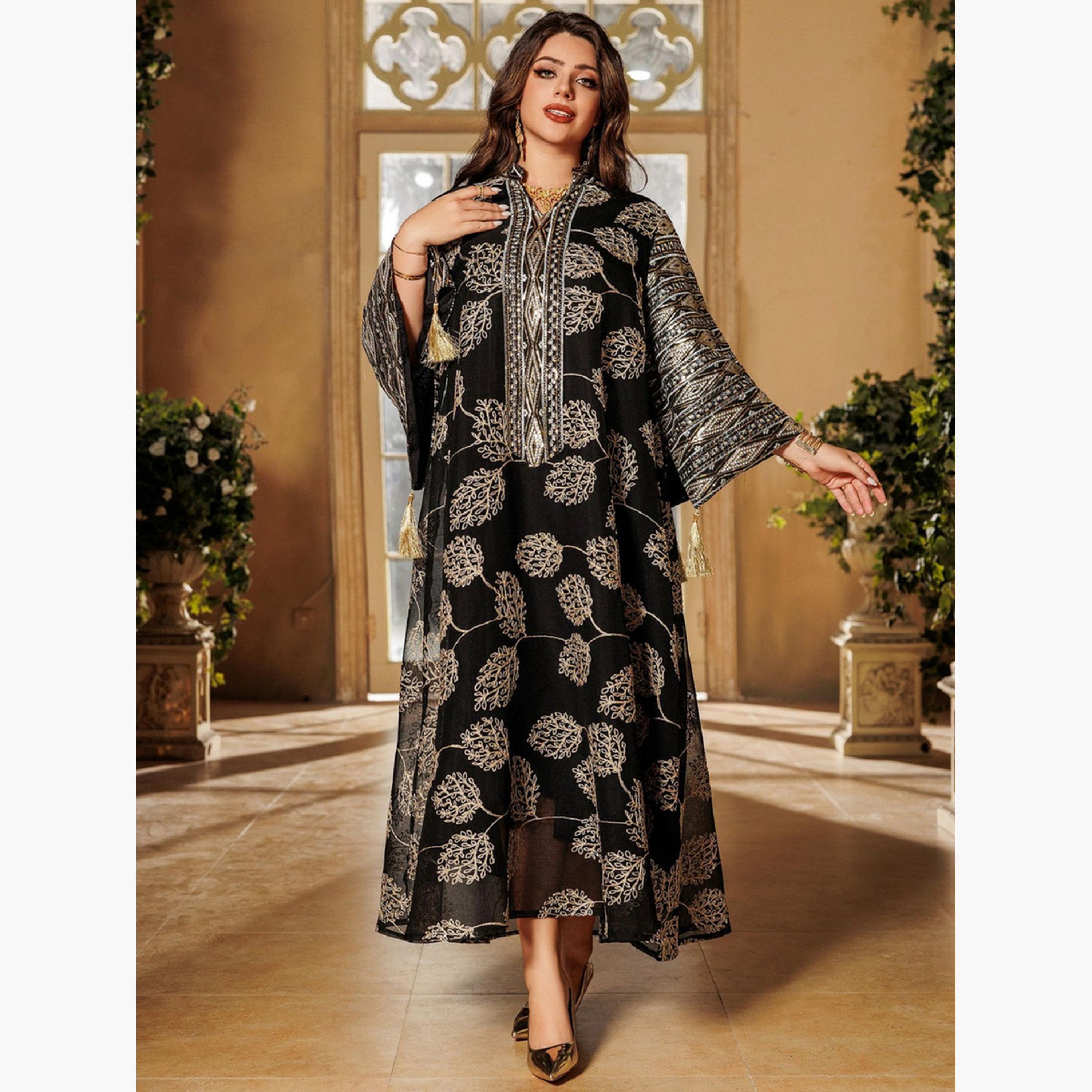 Take Two Black Embroidered A-Line Jalabiya-women-arabicclothing-jalabiyas-image-4
