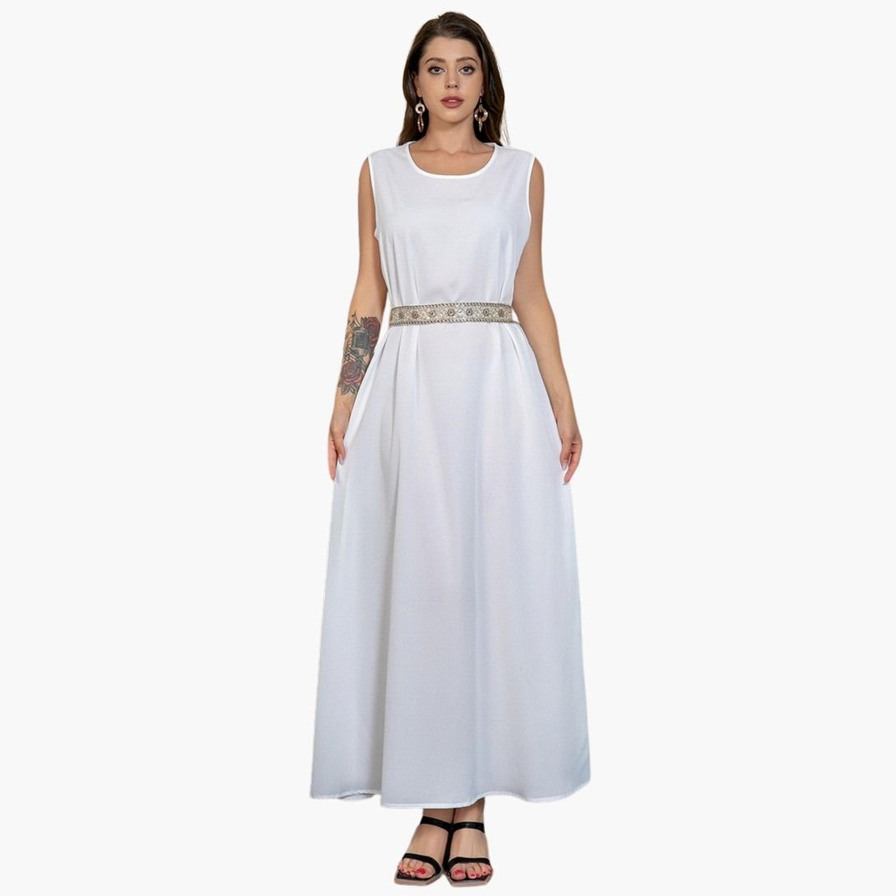 طقم كيمونو مزين بطبعة فويل وشراشيب مع فستان-women-arabicclothing-sets-image-5
