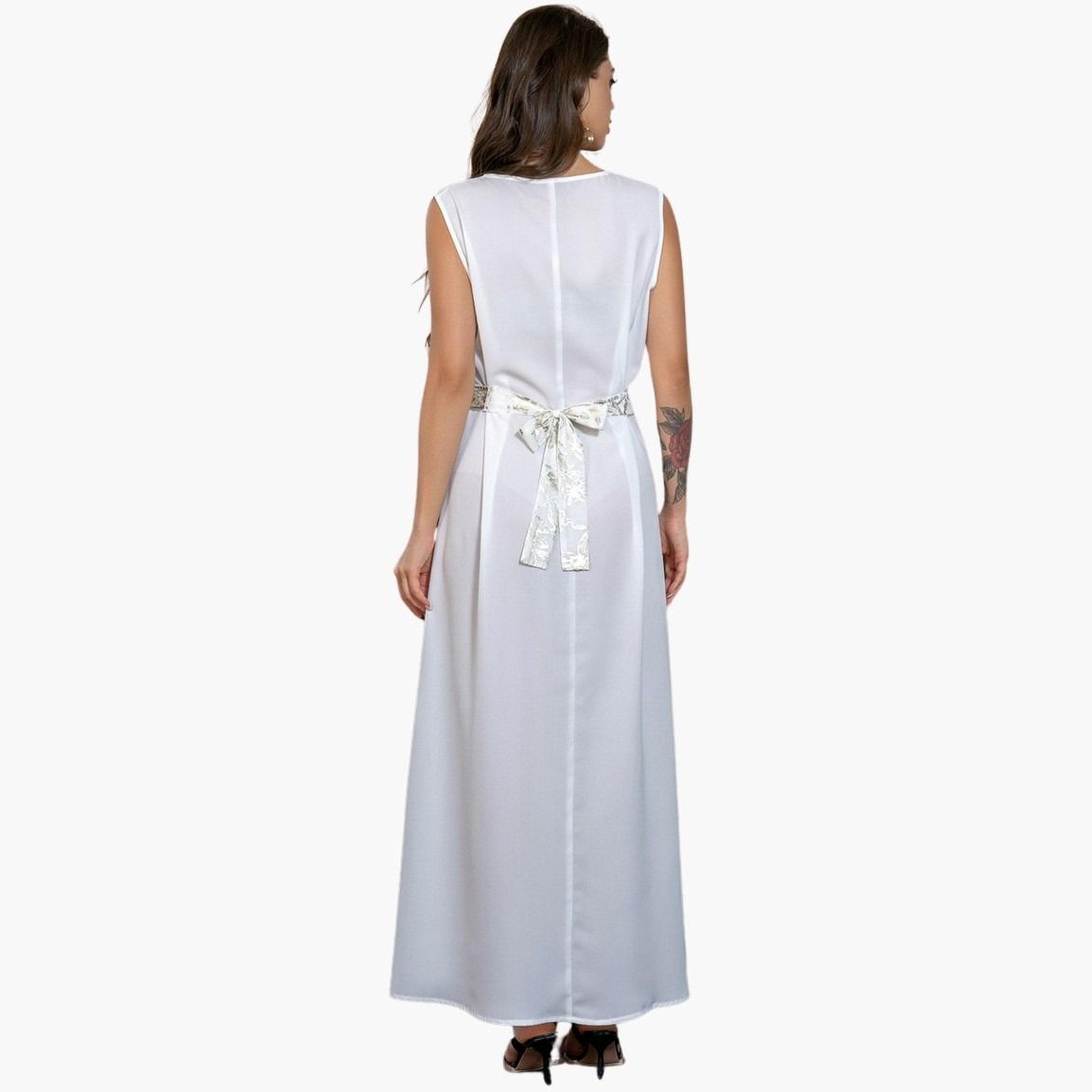 طقم كيمونو مزين بطبعة فويل وشراشيب مع فستان-women-arabicclothing-sets-image-6