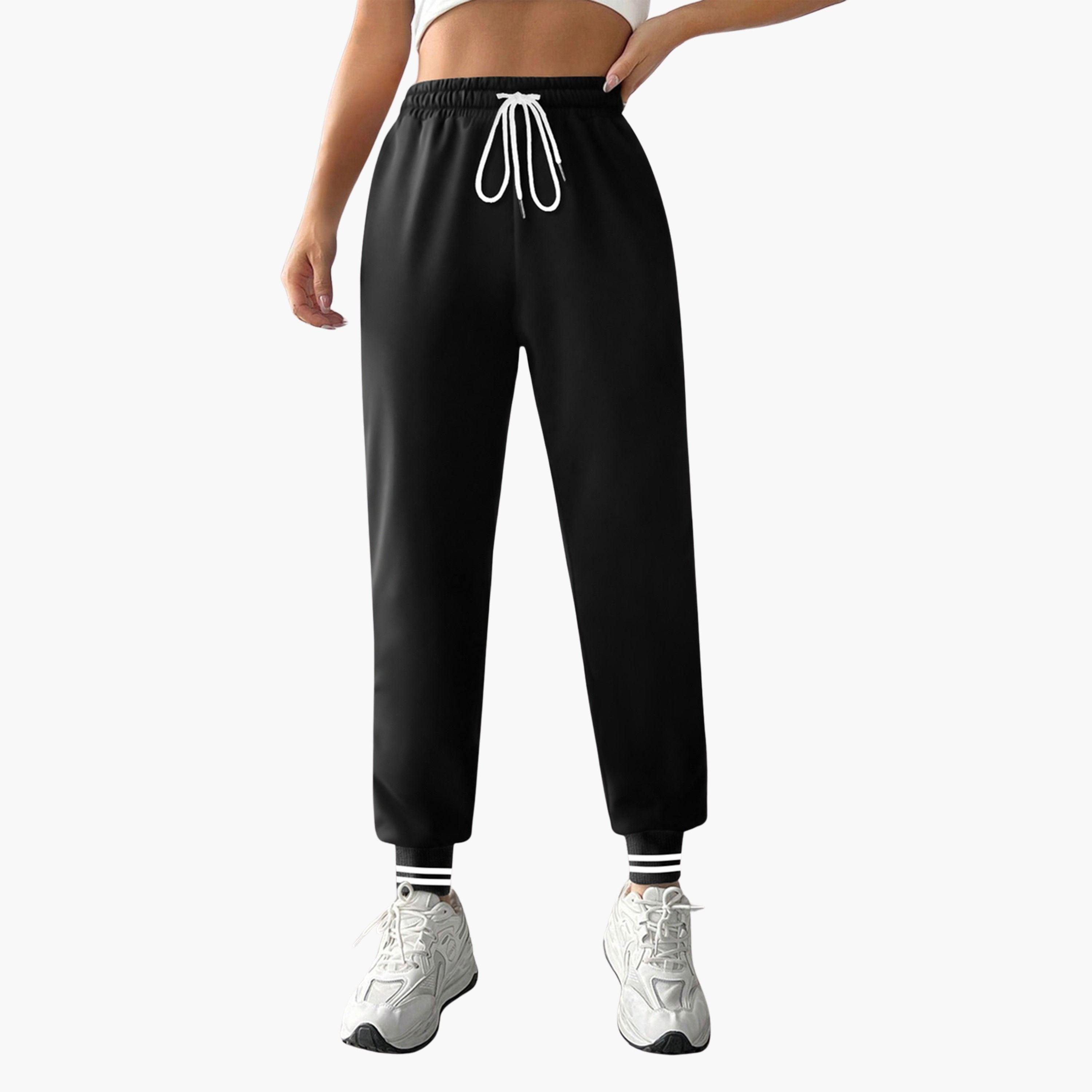 Take Two Women Black Plain Cuffed Joggers-women-clothing-bottoms-joggers-image-1