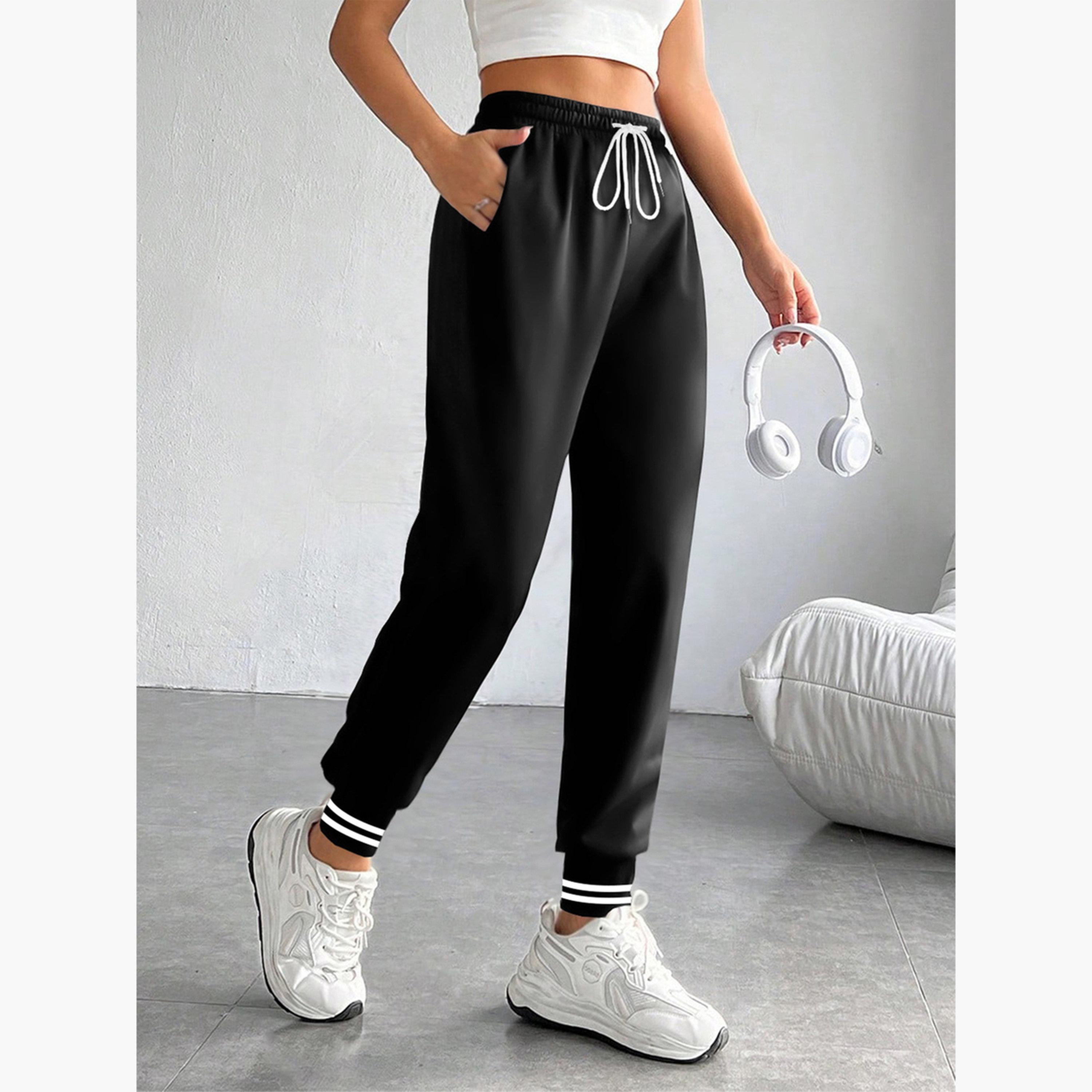 Take Two Women Black Plain Cuffed Joggers-women-clothing-bottoms-joggers-image-4
