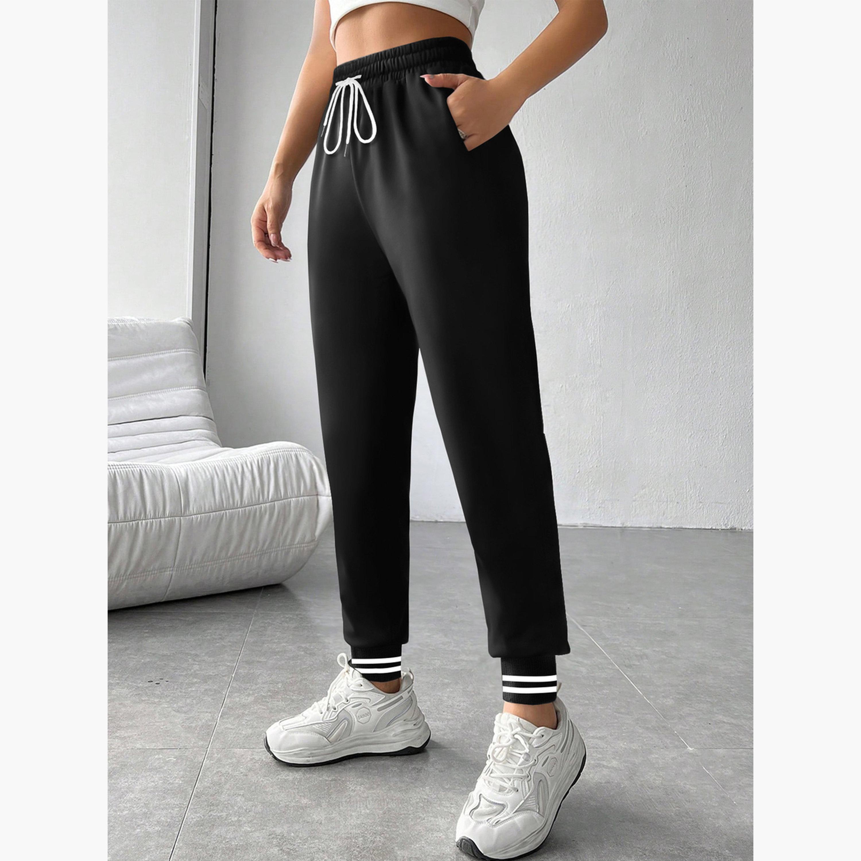 Take Two Women Black Plain Cuffed Joggers-women-clothing-bottoms-joggers-image-5