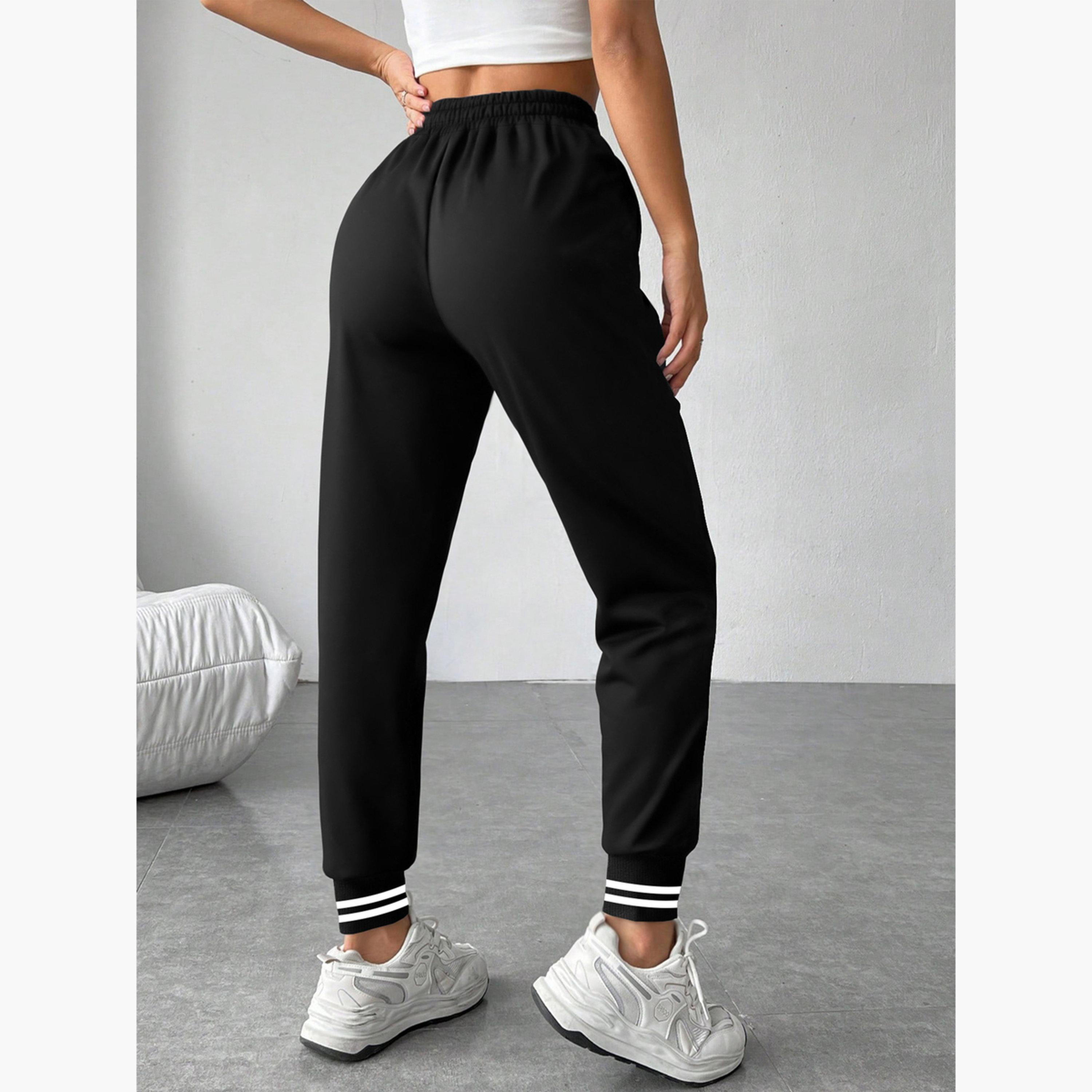 Take Two Women Black Plain Cuffed Joggers-women-clothing-bottoms-joggers-image-6