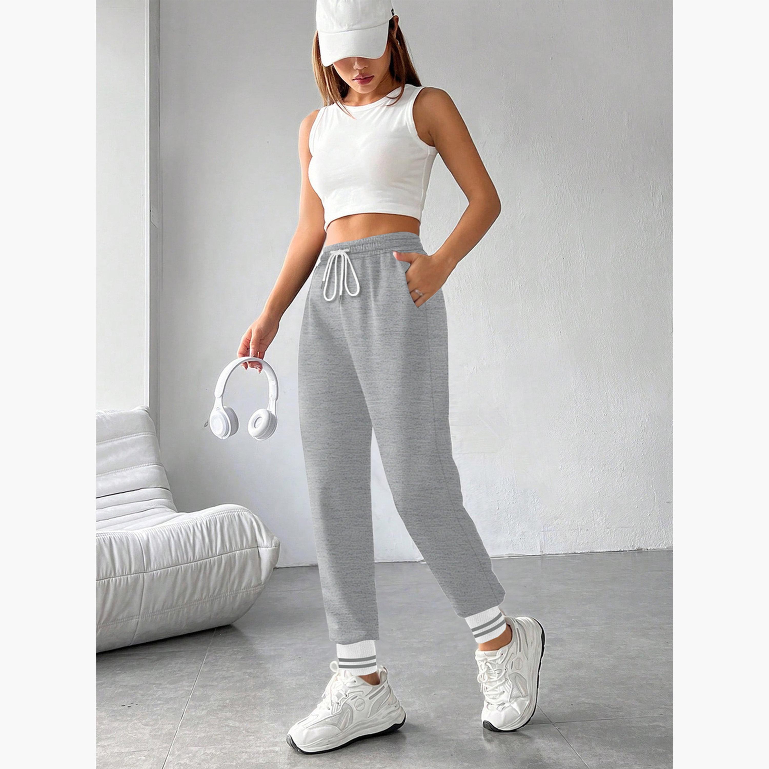 Take Two Women Grey Plain Cuffed Joggers-women-clothing-bottoms-joggers-image-2