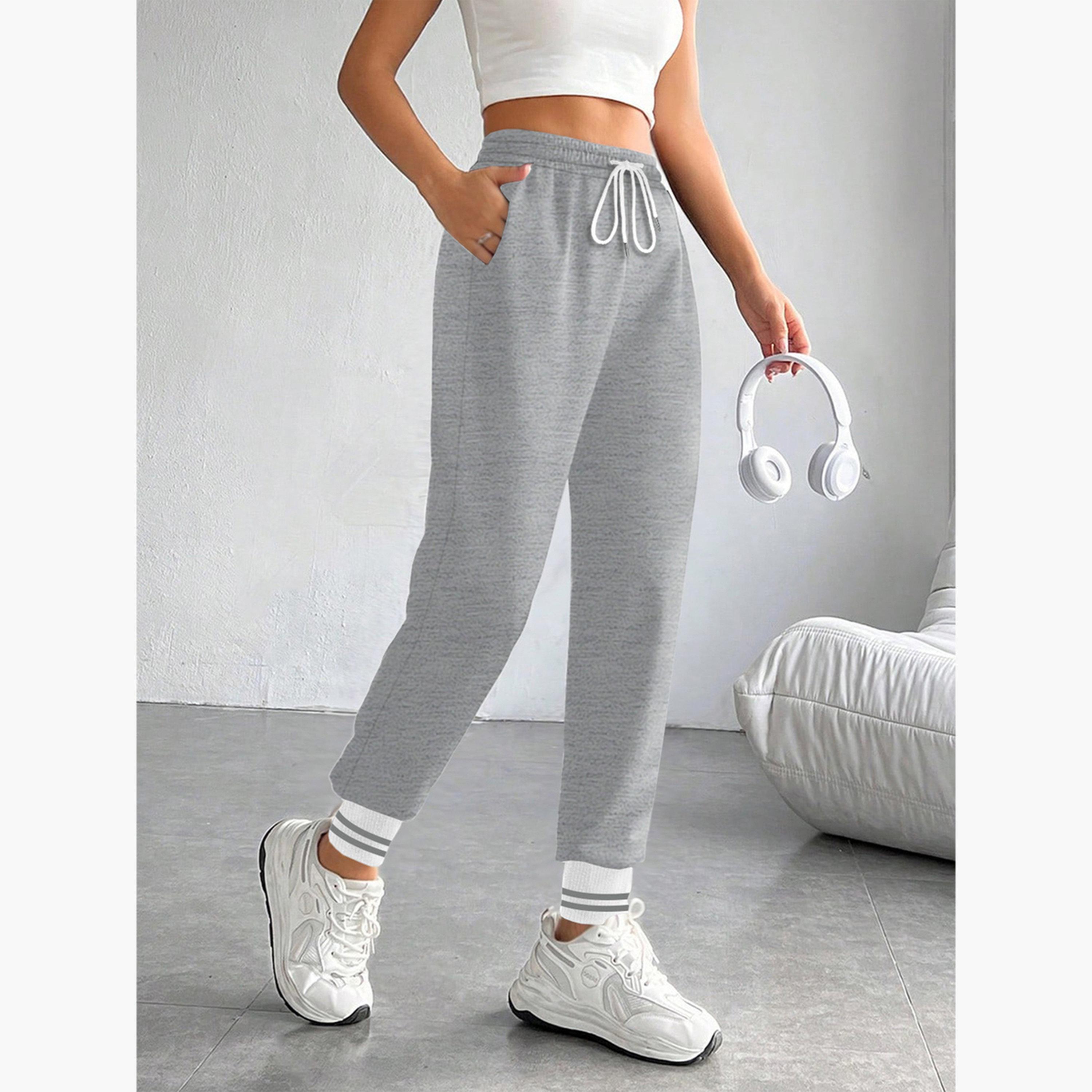 Take Two Women Grey Plain Cuffed Joggers-women-clothing-bottoms-joggers-image-4