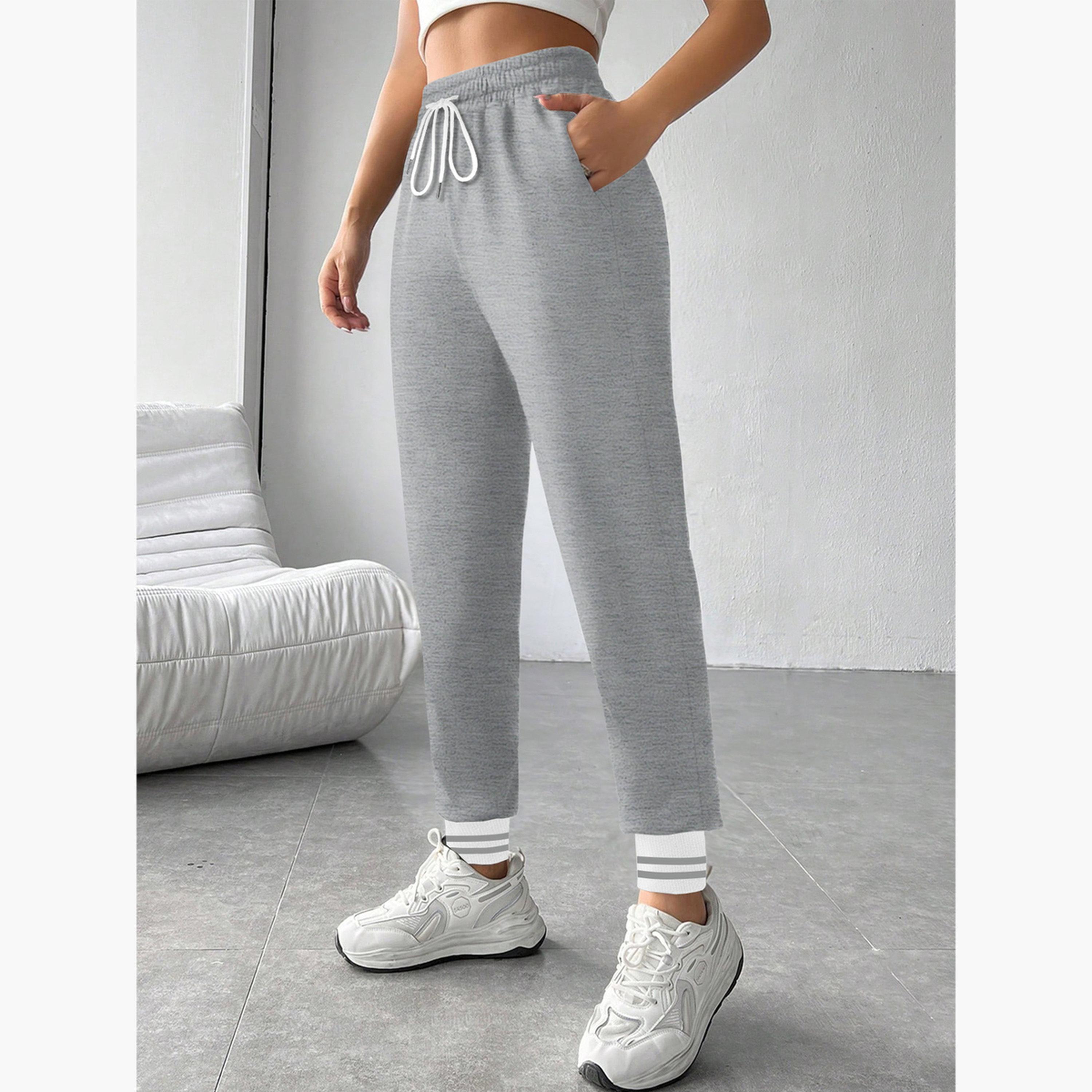 Take Two Women Grey Plain Cuffed Joggers-women-clothing-bottoms-joggers-image-5