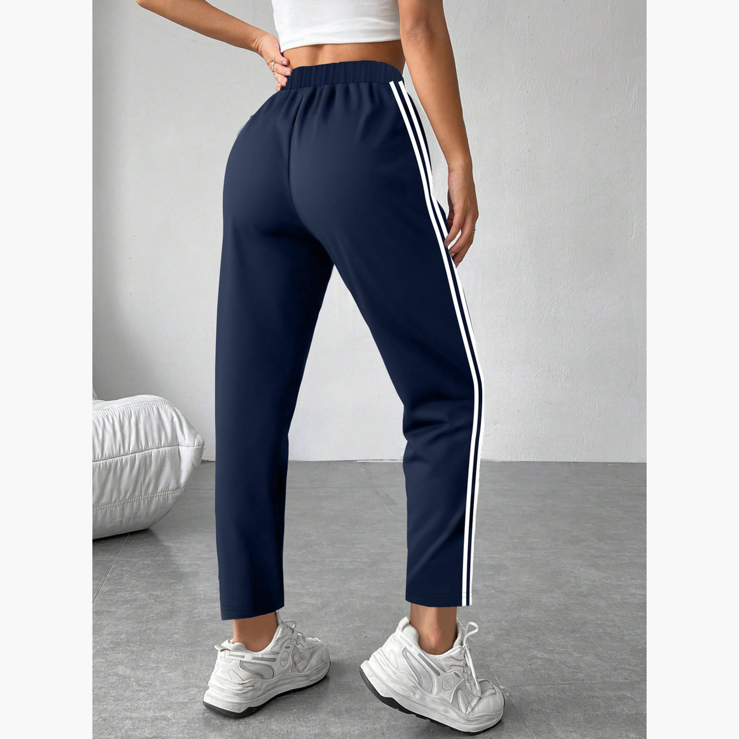 Take Two Women Dark Blue Side Stripe Detail Joggers-women-clothing-bottoms-joggers-image-2