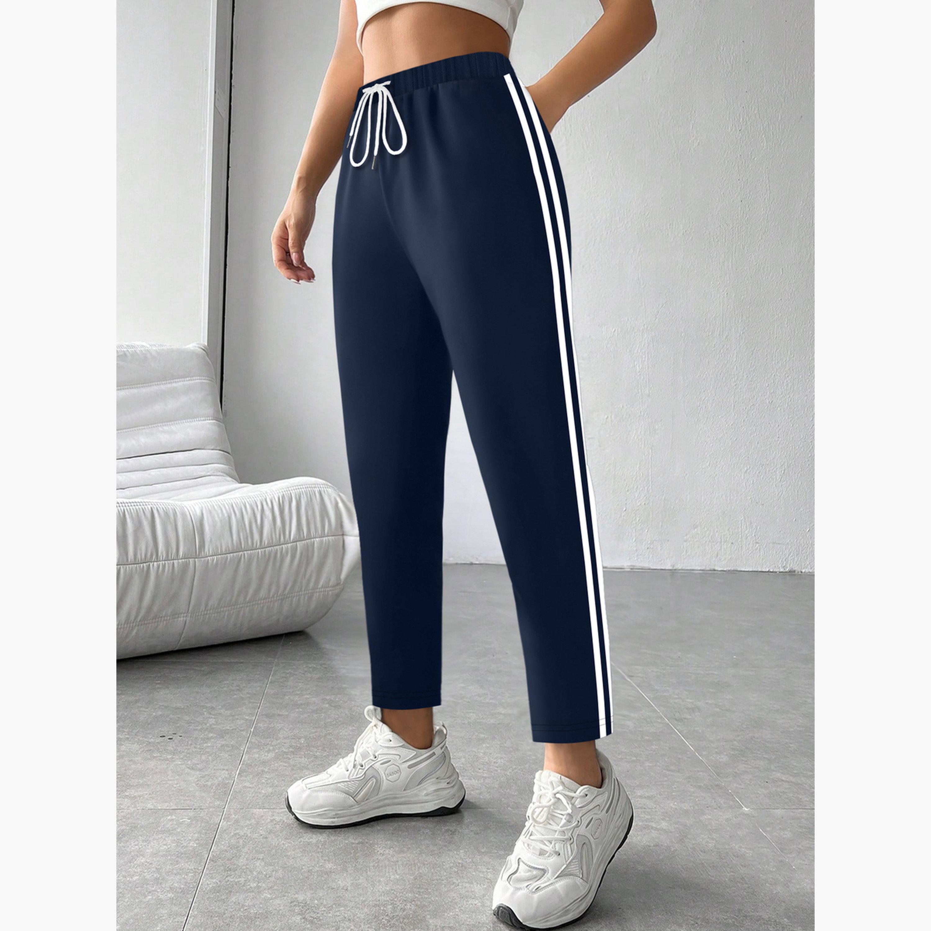 Take Two Women Dark Blue Side Stripe Detail Joggers-women-clothing-bottoms-joggers-image-4