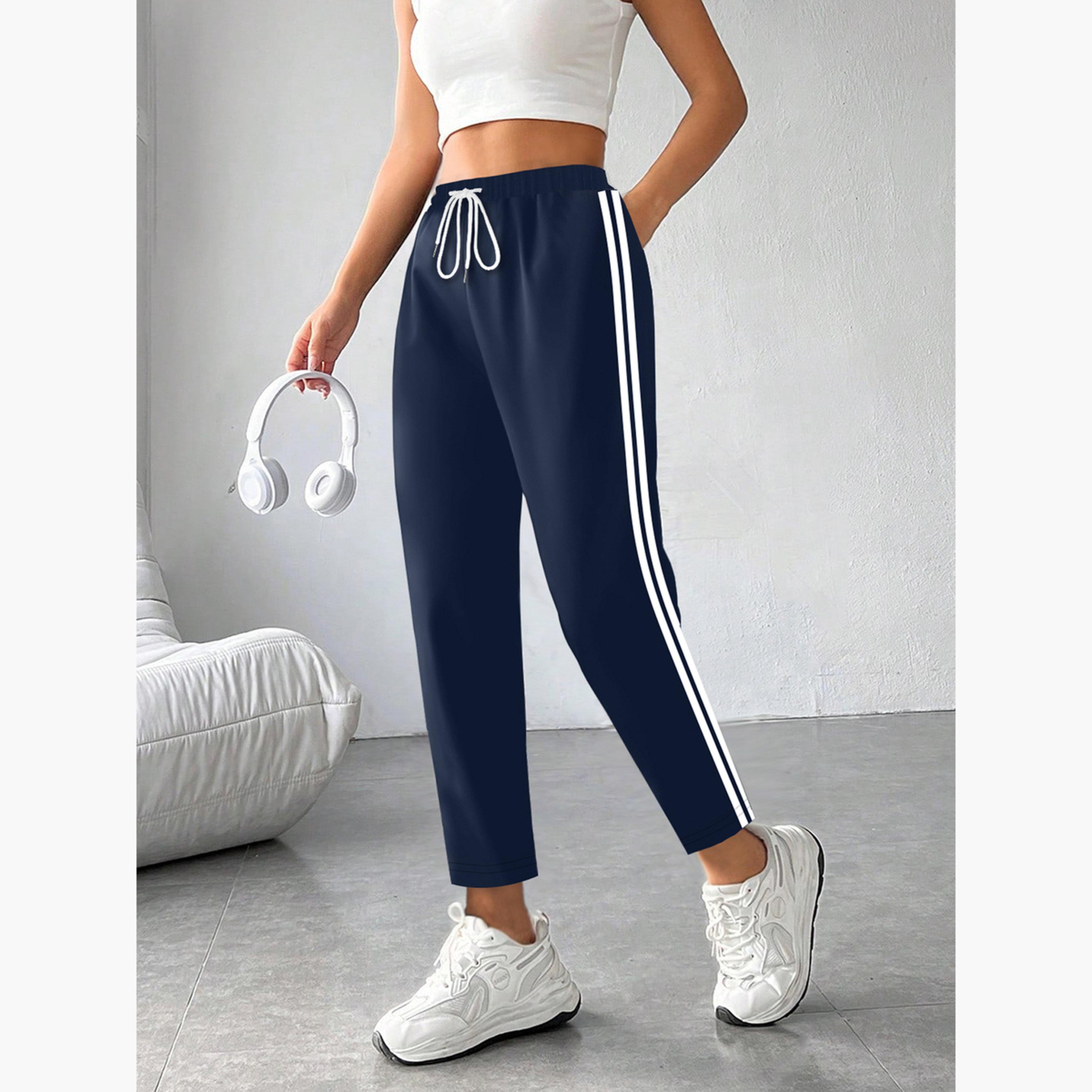 تيك تو - بنطال رياضي مخطط جانبي لون أزرق الداكن-women-clothing-bottoms-joggers-image-5