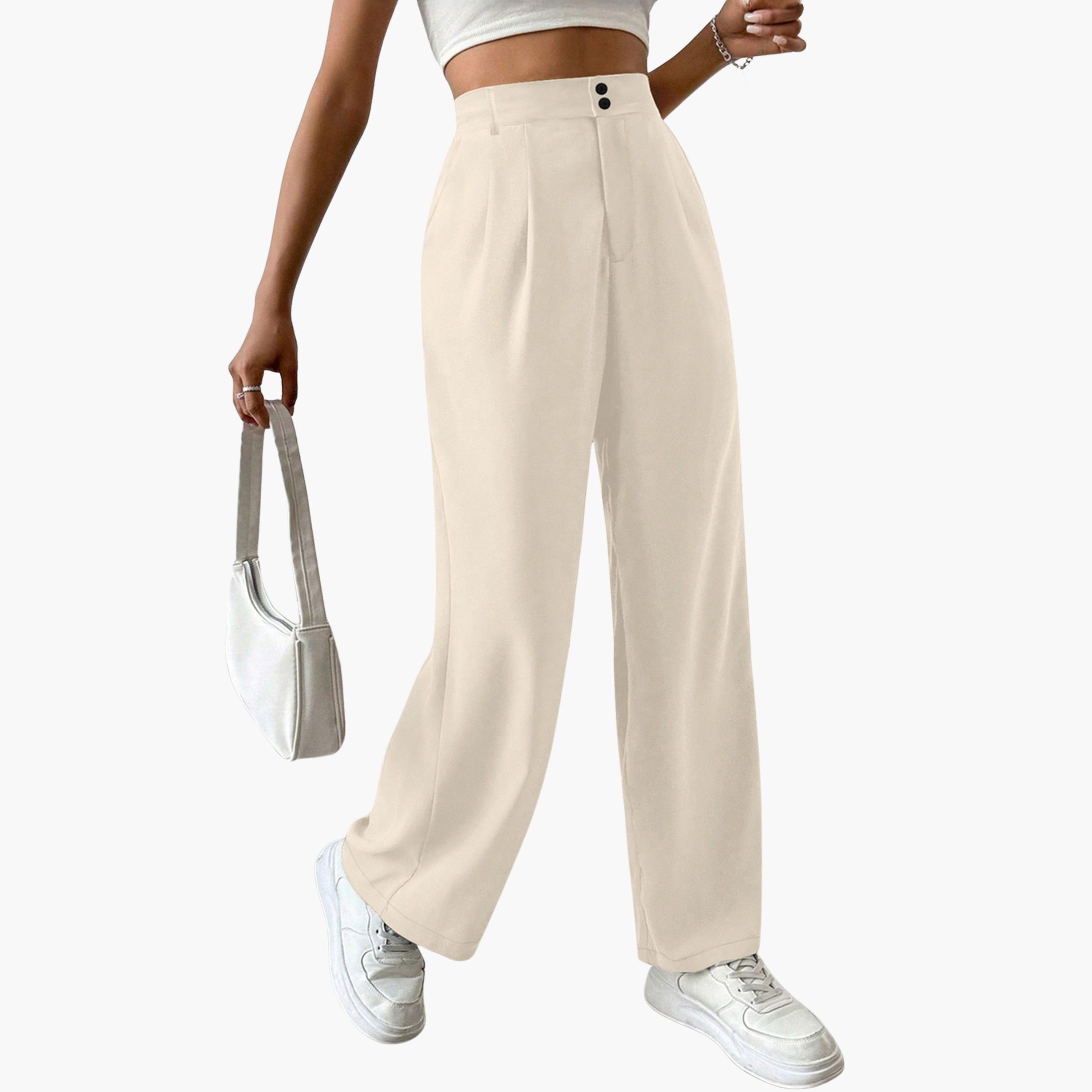 Take Two Women Beige Straight Leg Trousers-women-clothing-bottoms-trousers-image-1