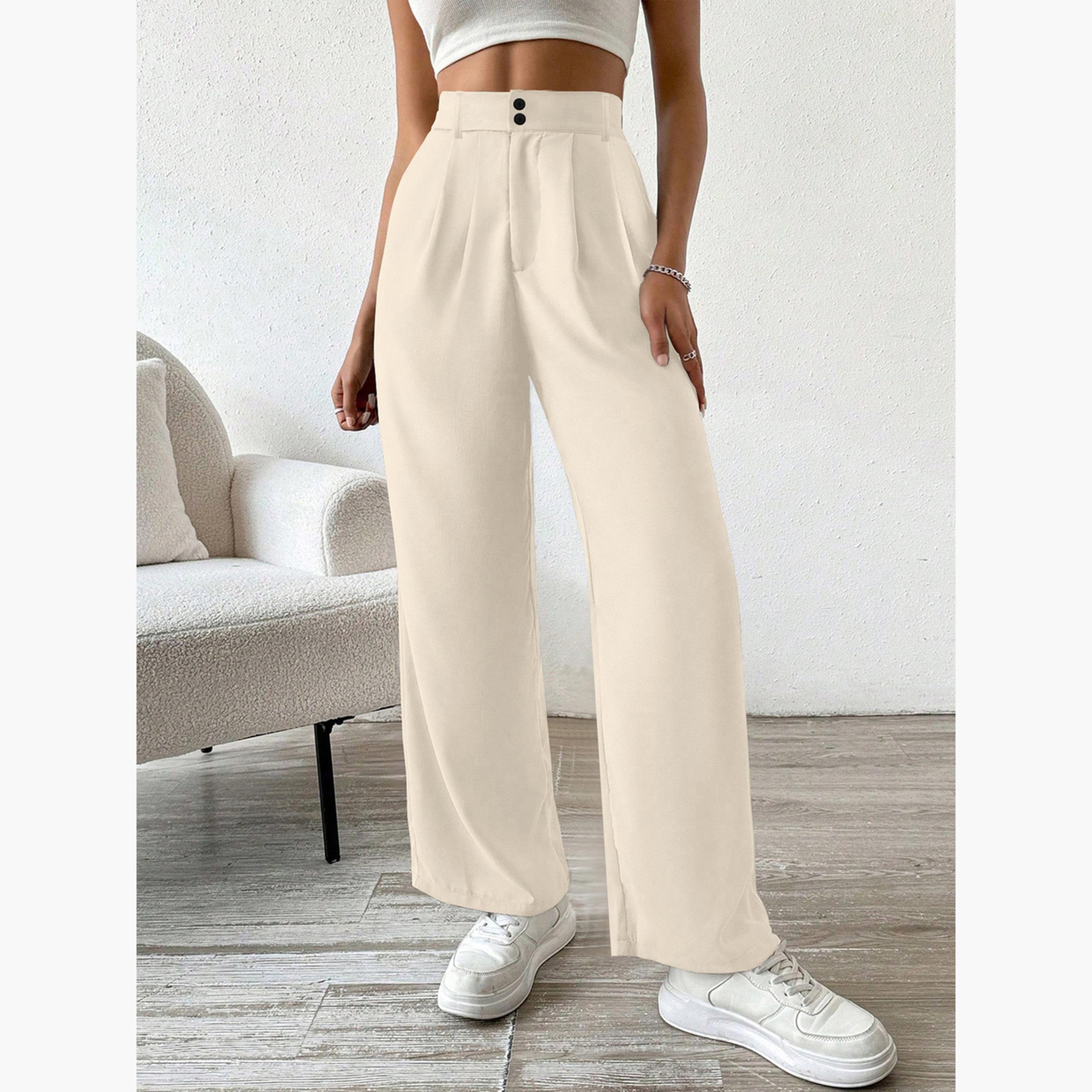Take Two Women Beige Straight Leg Trousers-women-clothing-bottoms-trousers-image-2