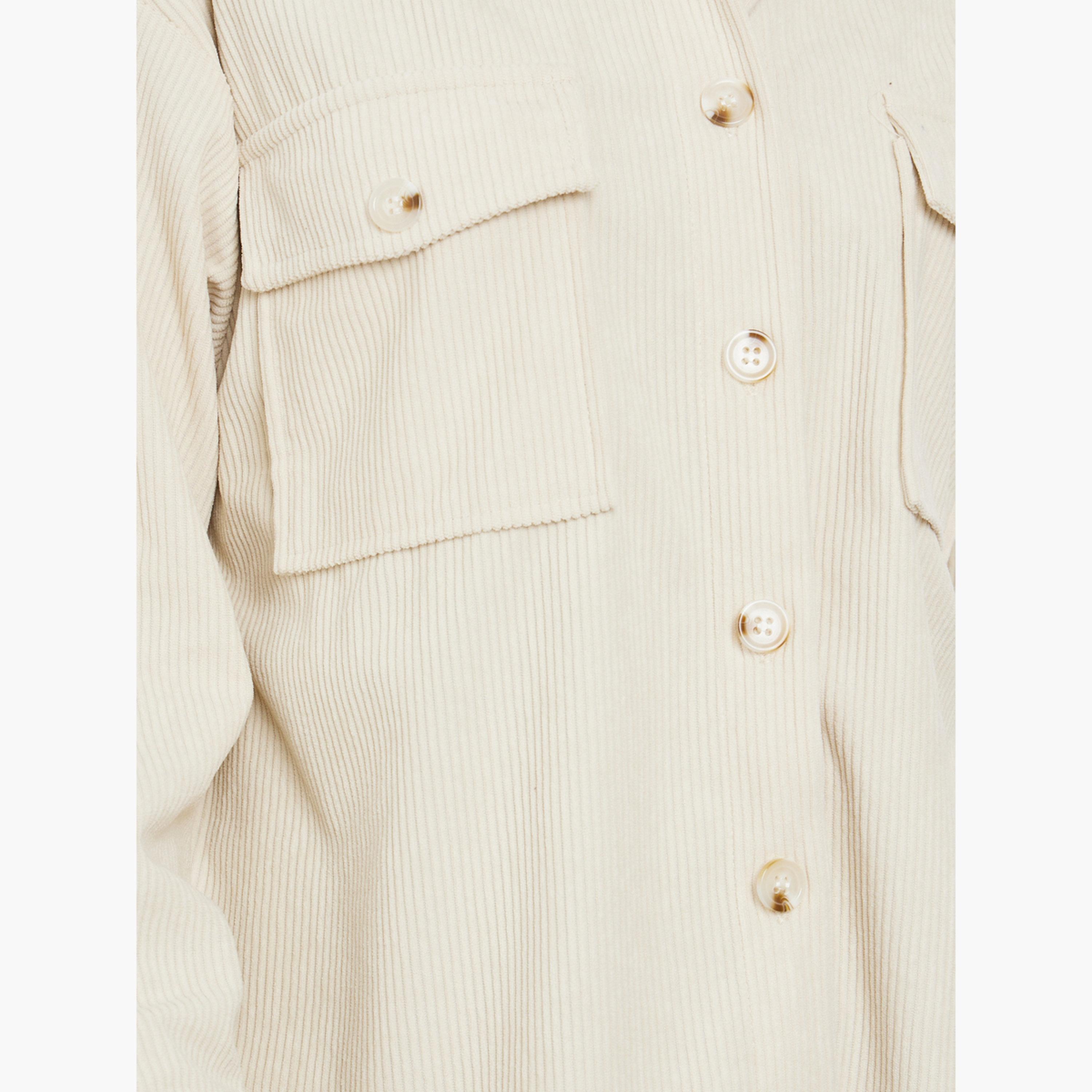 ستايلي - قميص مخملي مقاس واسع مع جيوب بغطاء-women-clothing-shirtsandblouses-shirts-image-4
