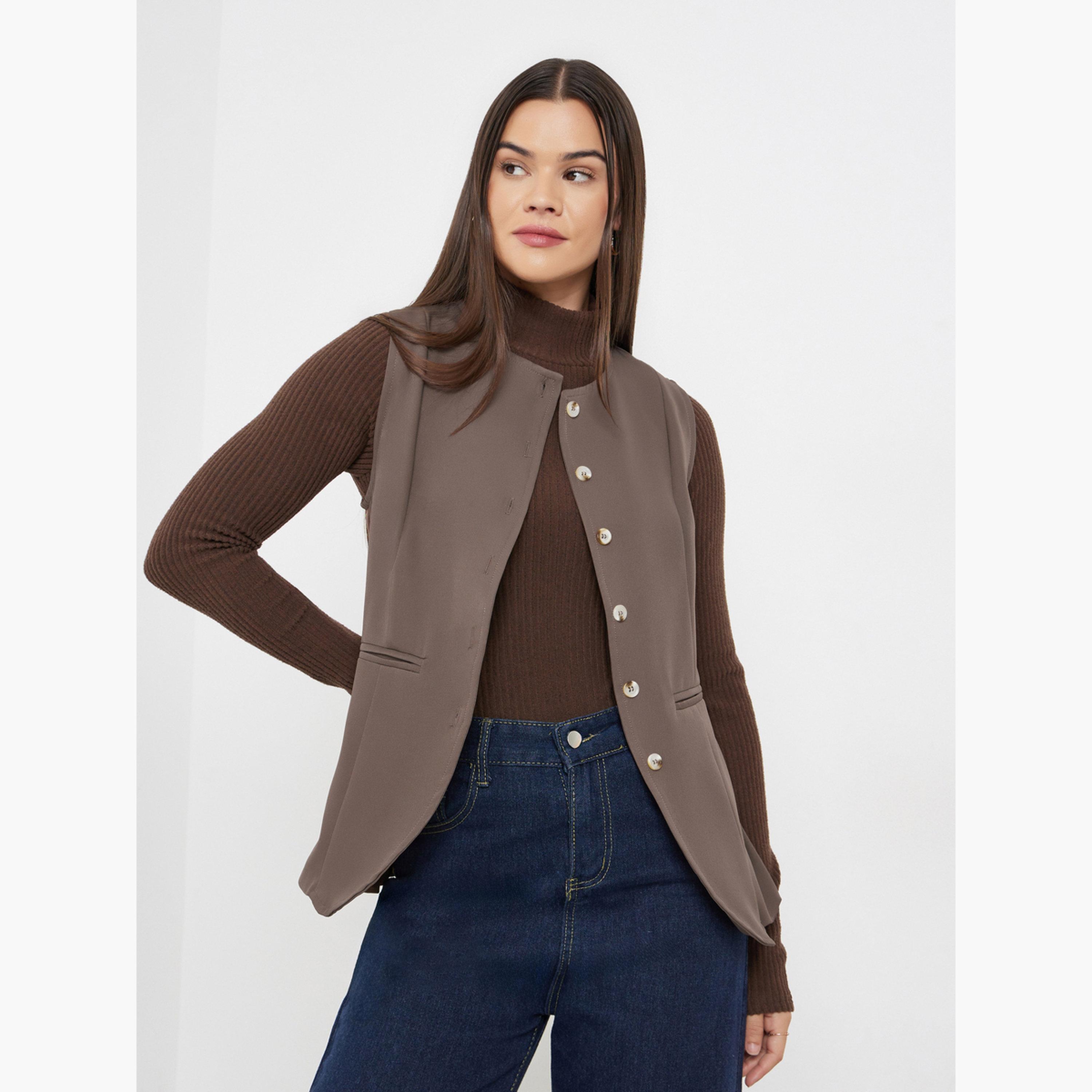 ستايلي - سترة بنية بدون أكمام-women-winterwear-coatsandjackets-waistcoats-image-1