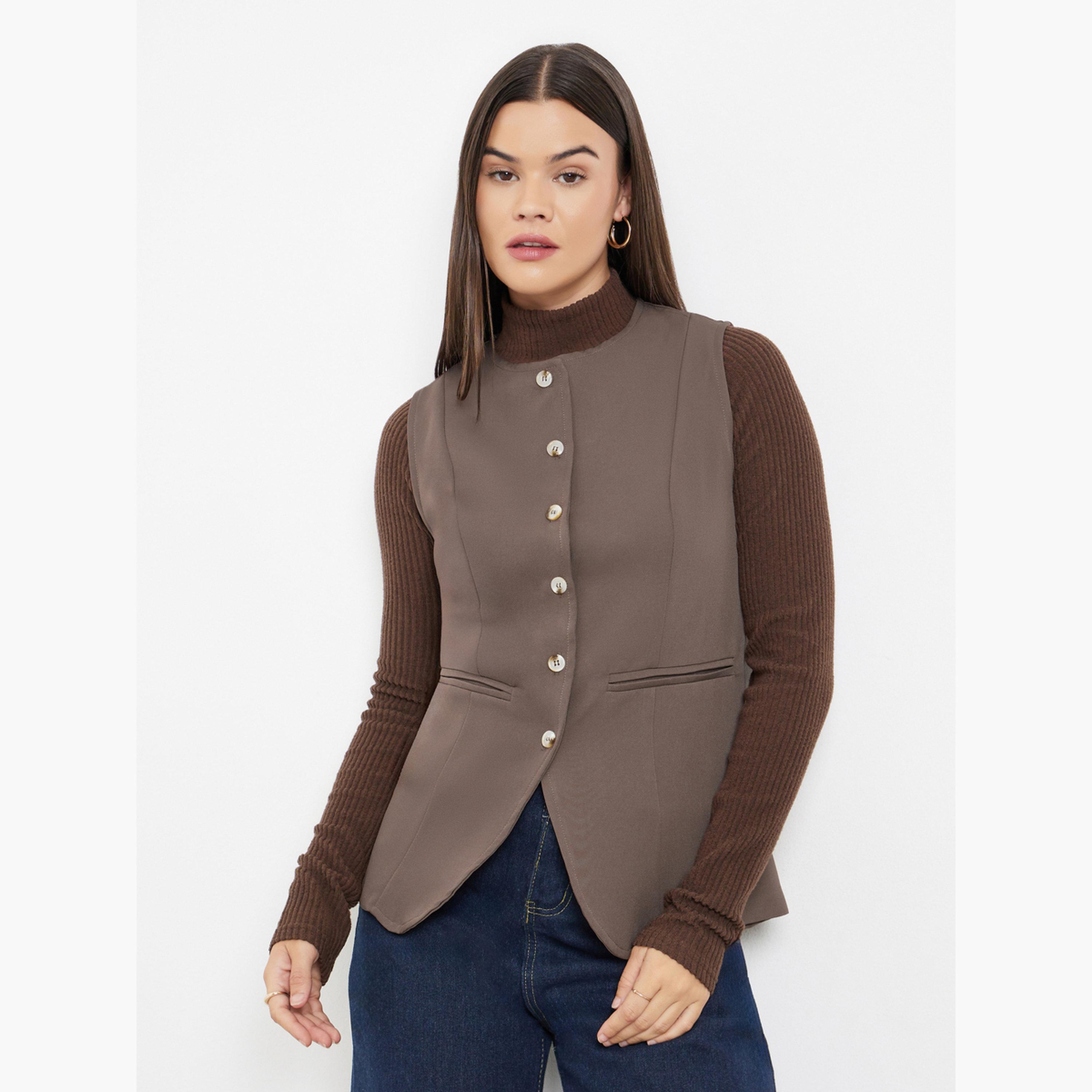 ستايلي - سترة بنية بدون أكمام-women-winterwear-coatsandjackets-waistcoats-image-3