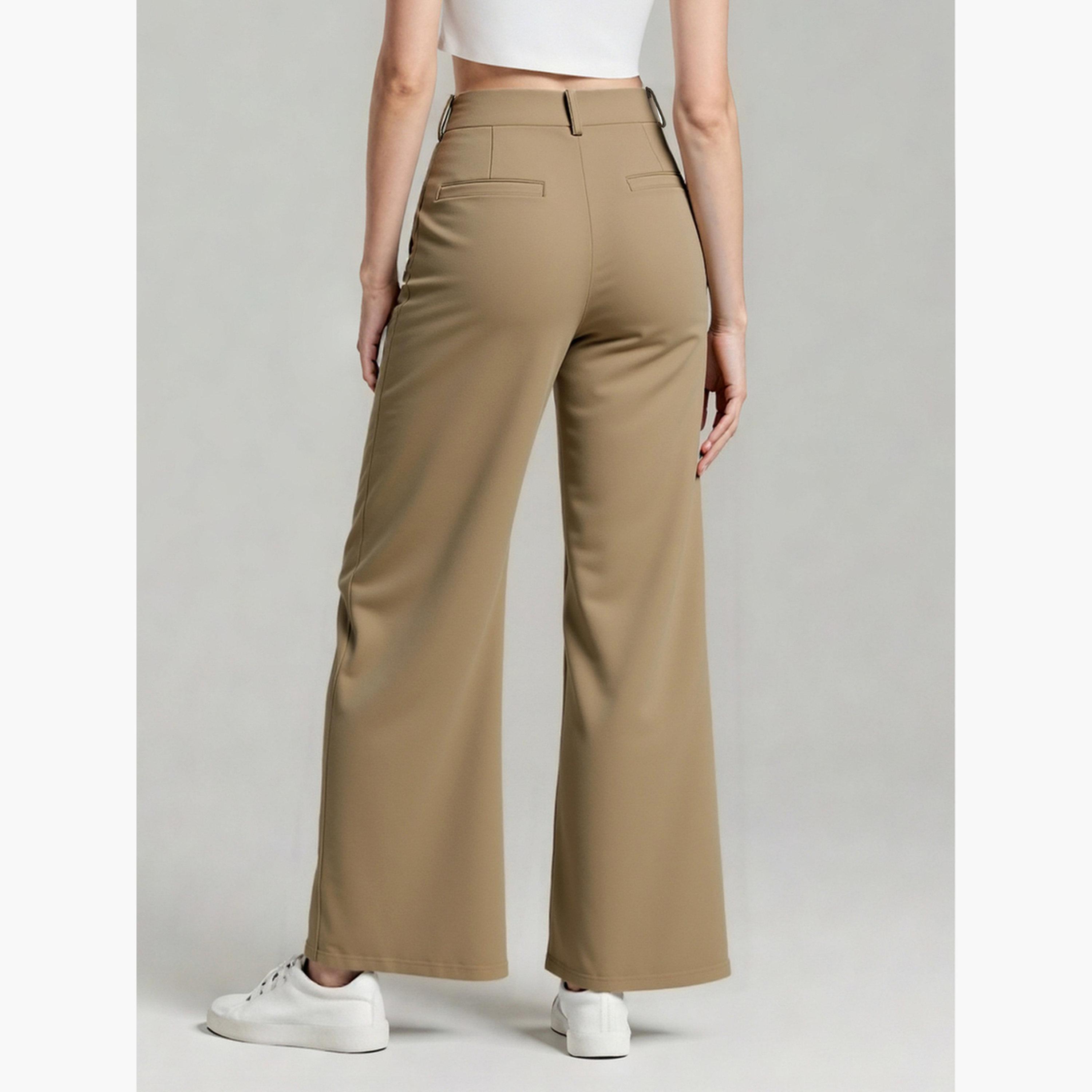 تيك تو - بنطال بيج واسع الساق مع حلقات حزام-women-clothing-bottoms-trousers-image-3