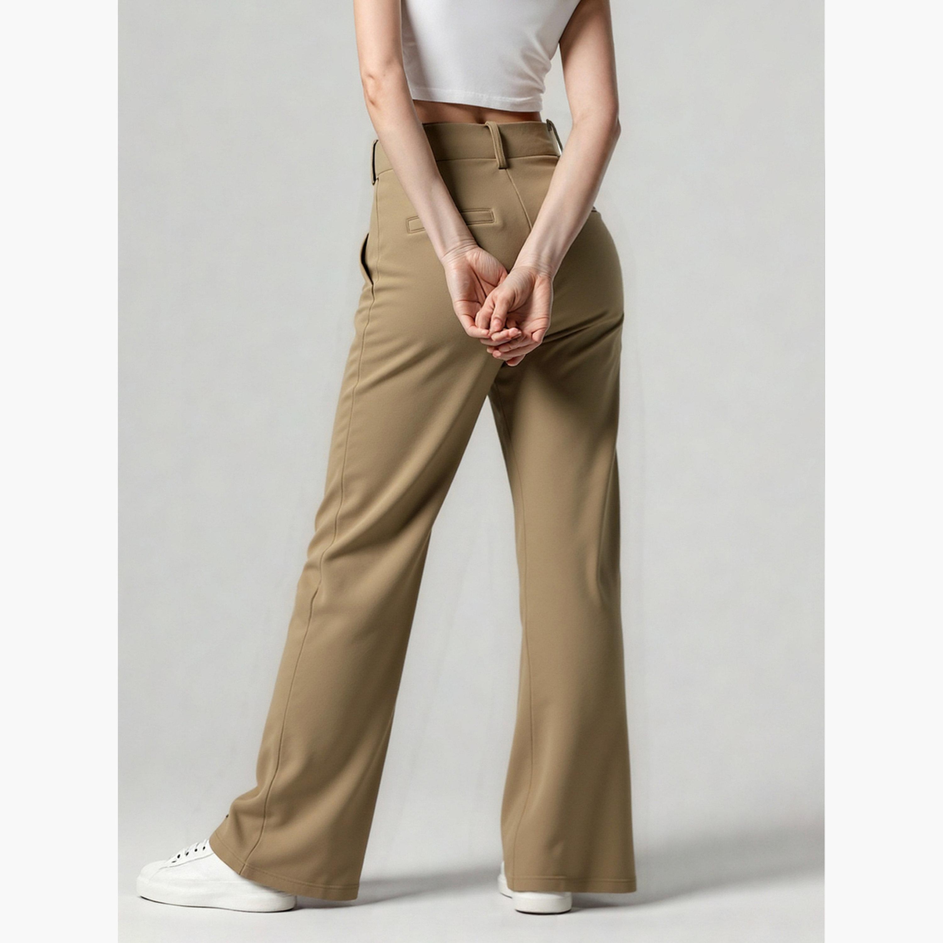 تيك تو - بنطال بيج واسع الساق مع حلقات حزام-women-clothing-bottoms-trousers-image-4