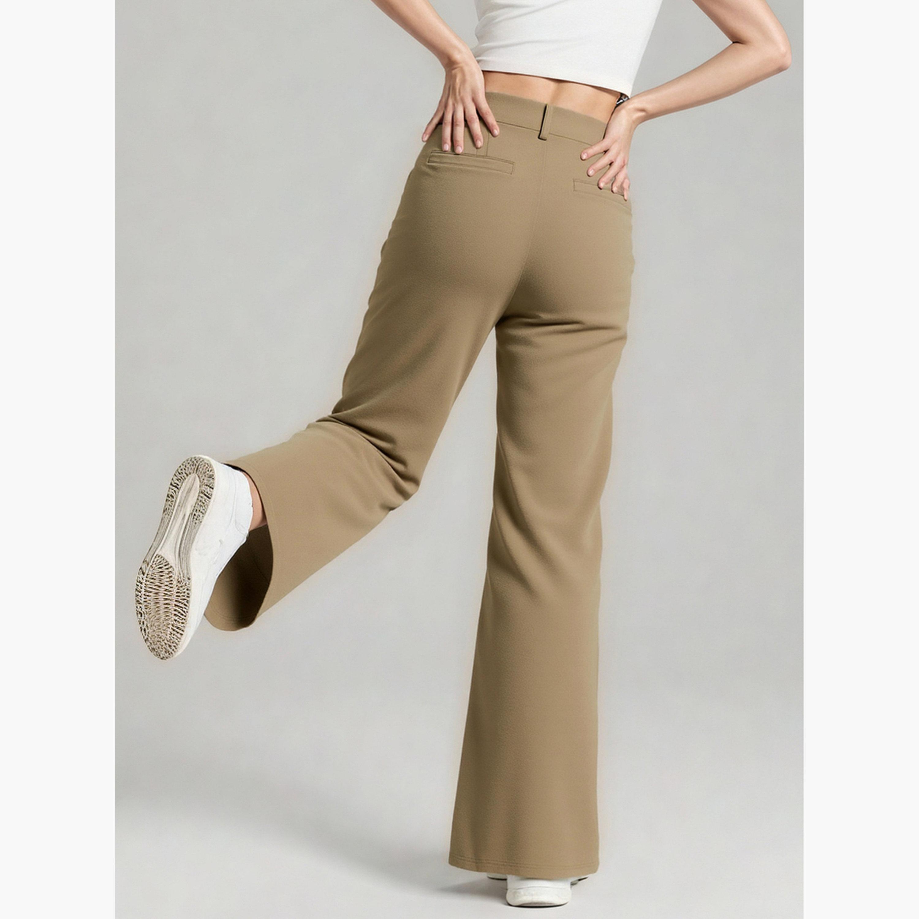تيك تو - بنطال بيج واسع الساق مع حلقات حزام-women-clothing-bottoms-trousers-image-6