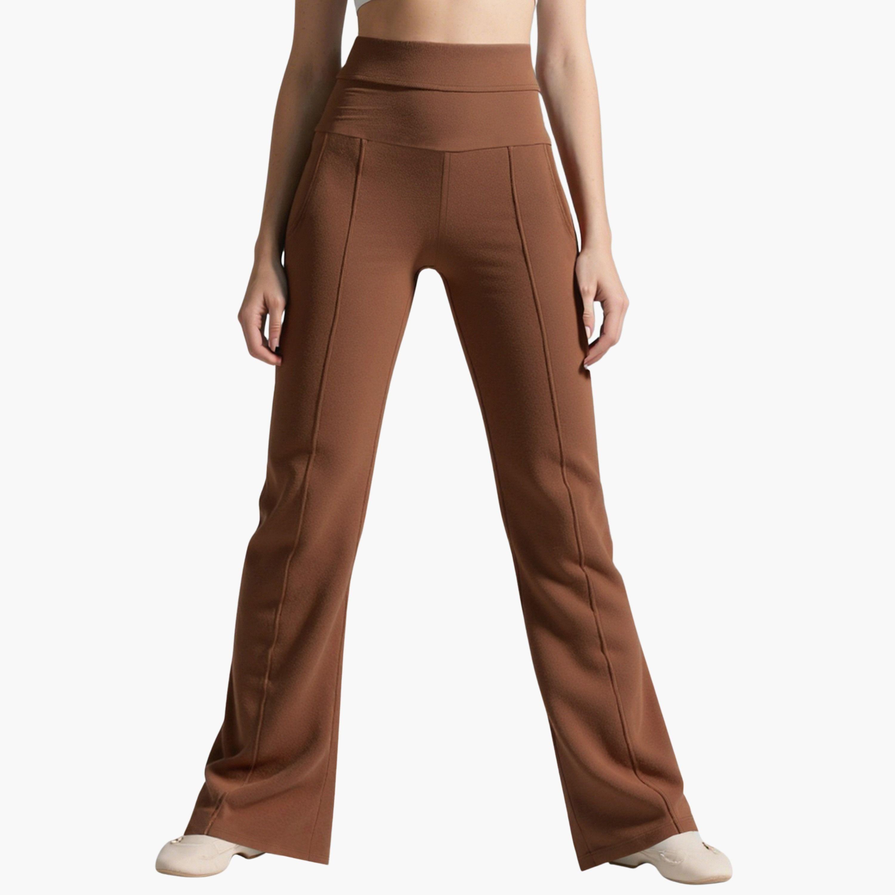 Take Two Coffee Brown Wide Waistband Flare Joggers-women-clothing-bottoms-joggers-image-1