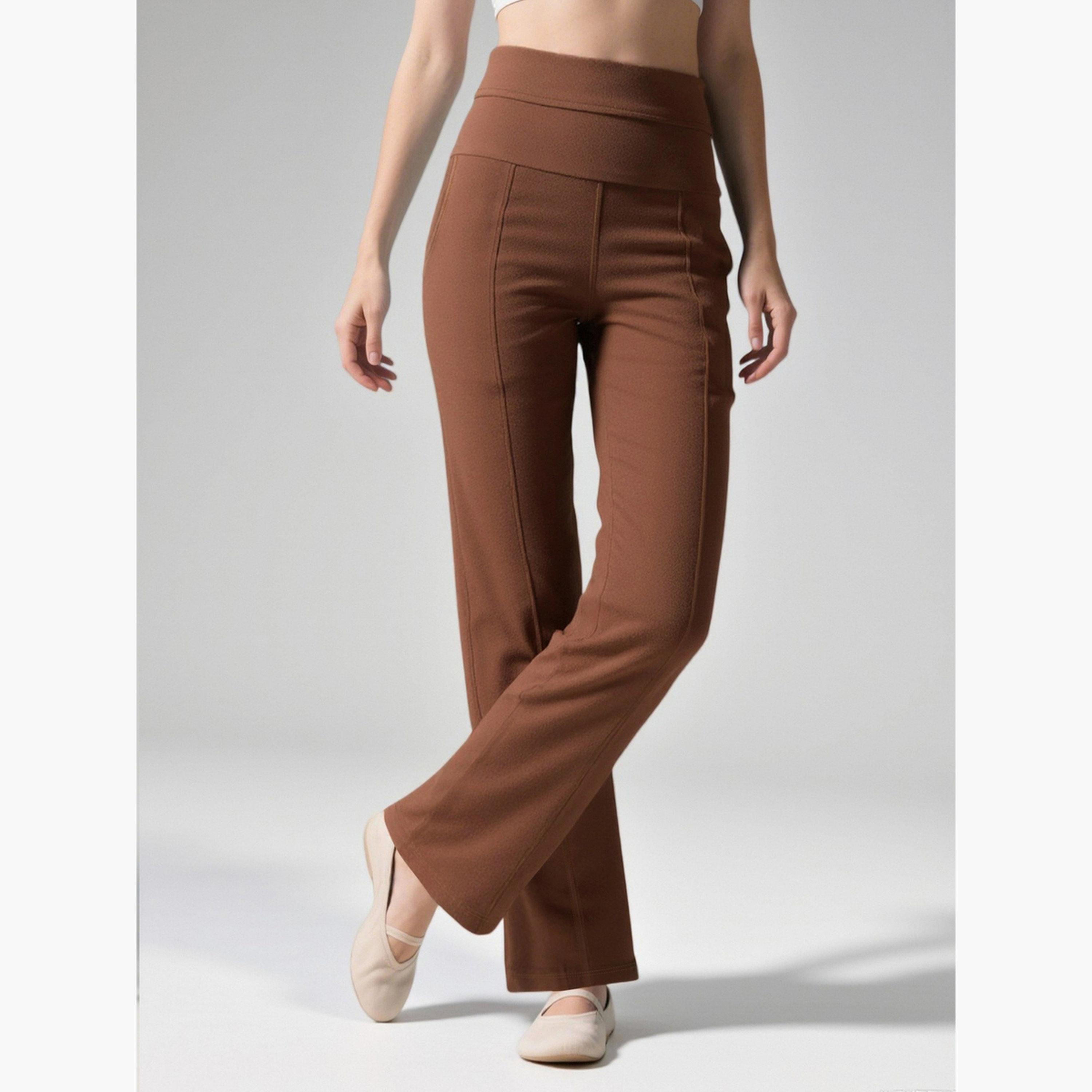 Take Two Coffee Brown Wide Waistband Flare Joggers-women-clothing-bottoms-joggers-image-3