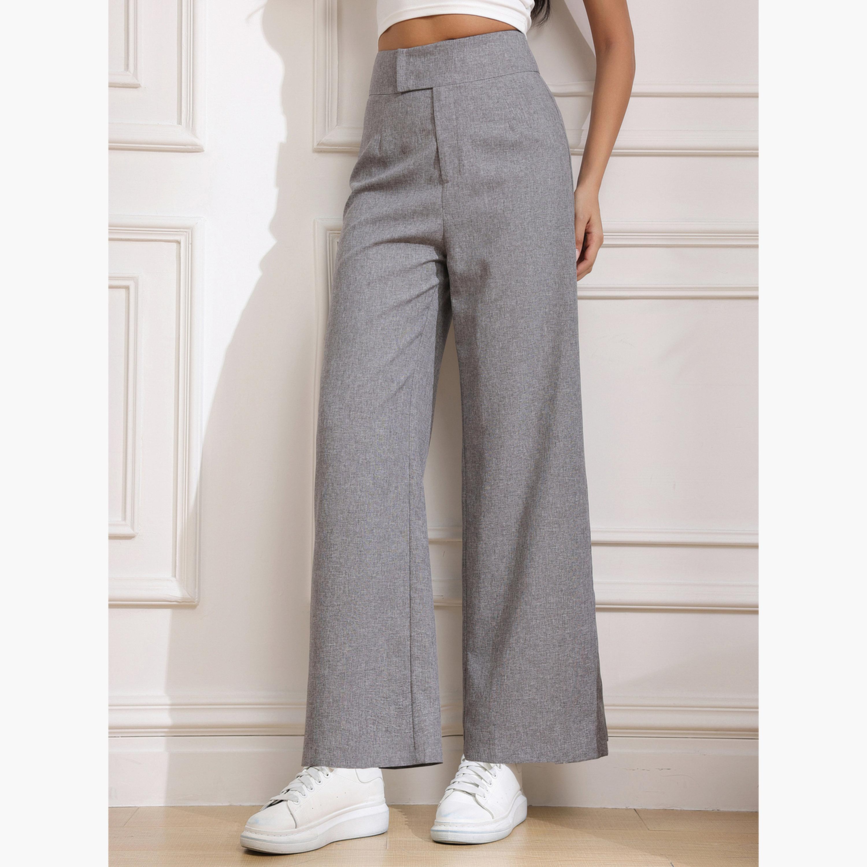 Take Two Women Grey High Rise Flared Trousers-women-clothing-bottoms-trousers-image-2