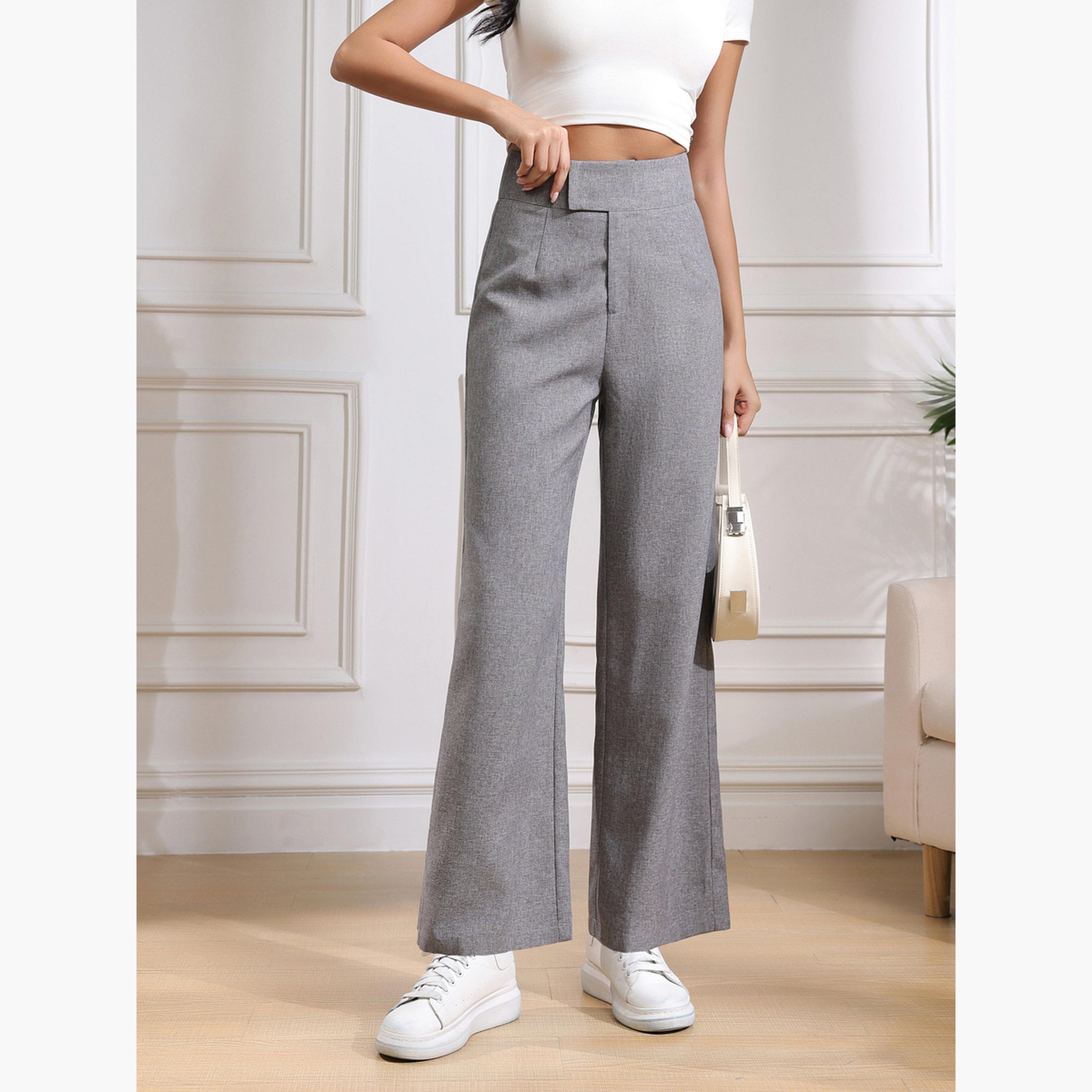 Take Two Women Grey High Rise Flared Trousers-women-clothing-bottoms-trousers-image-5