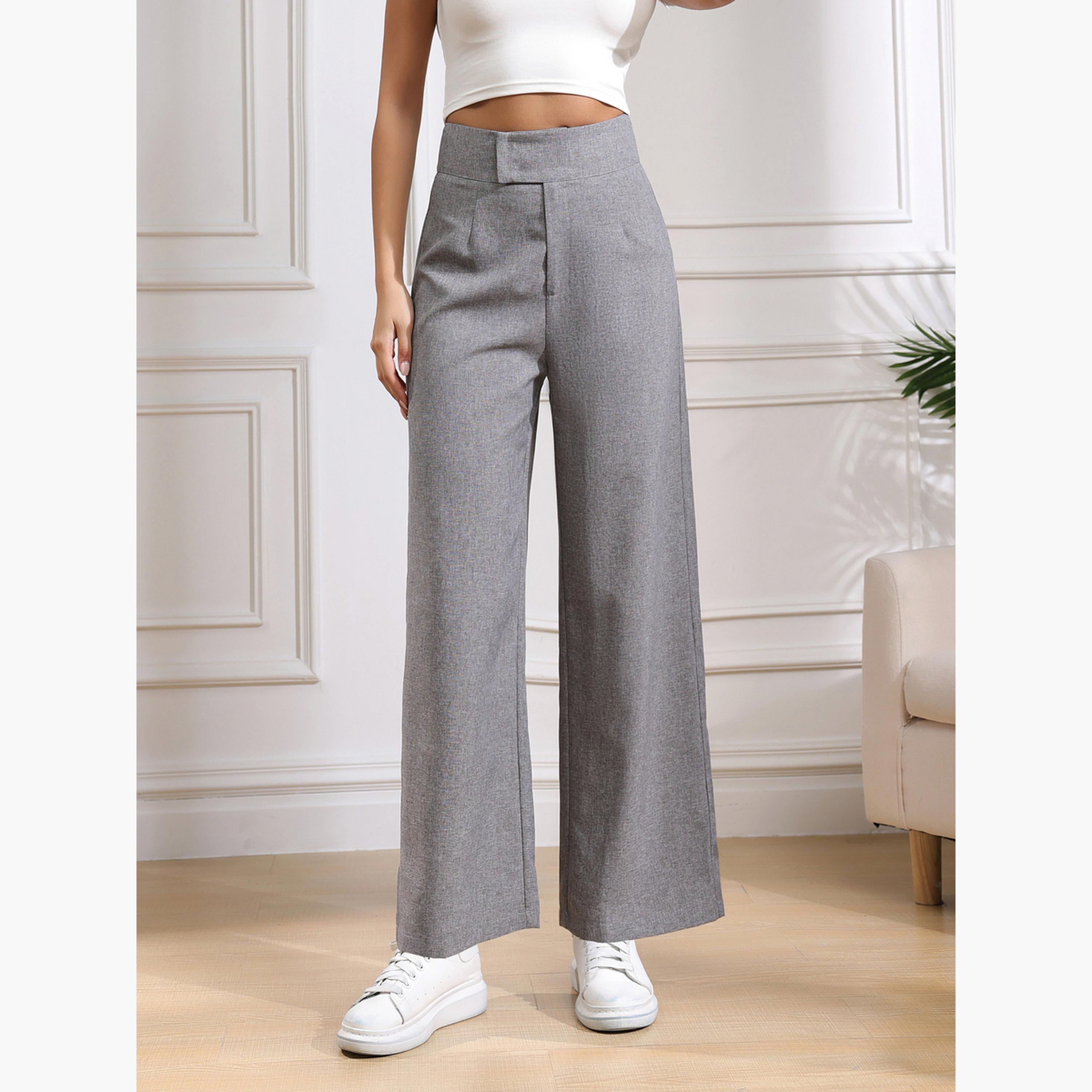 Take Two Women Grey High Rise Flared Trousers-women-clothing-bottoms-trousers-image-6