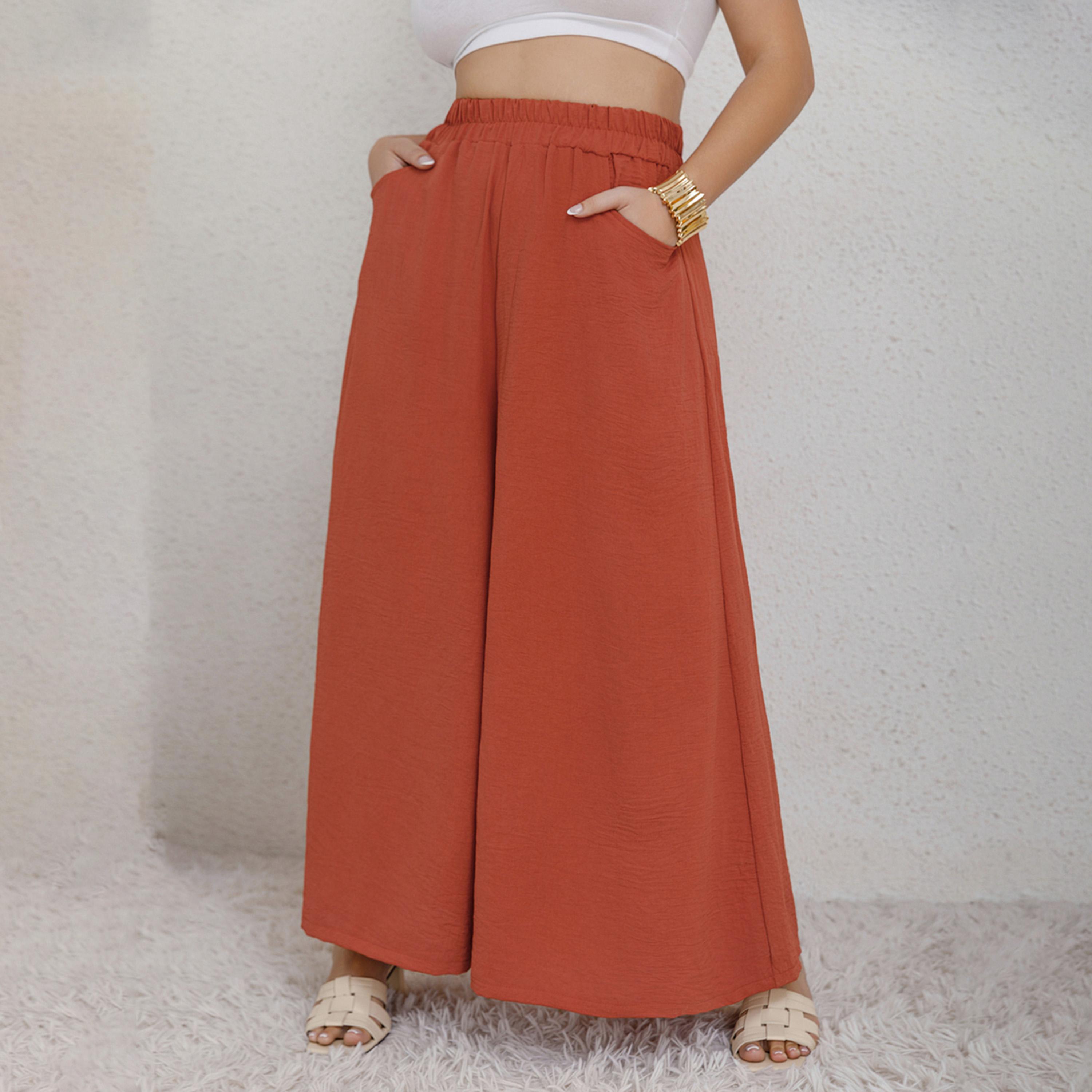 Take Two Women Plus Size Coral Wide Leg Palazzo Pants-women-clothing-bottoms-trousers-image-1