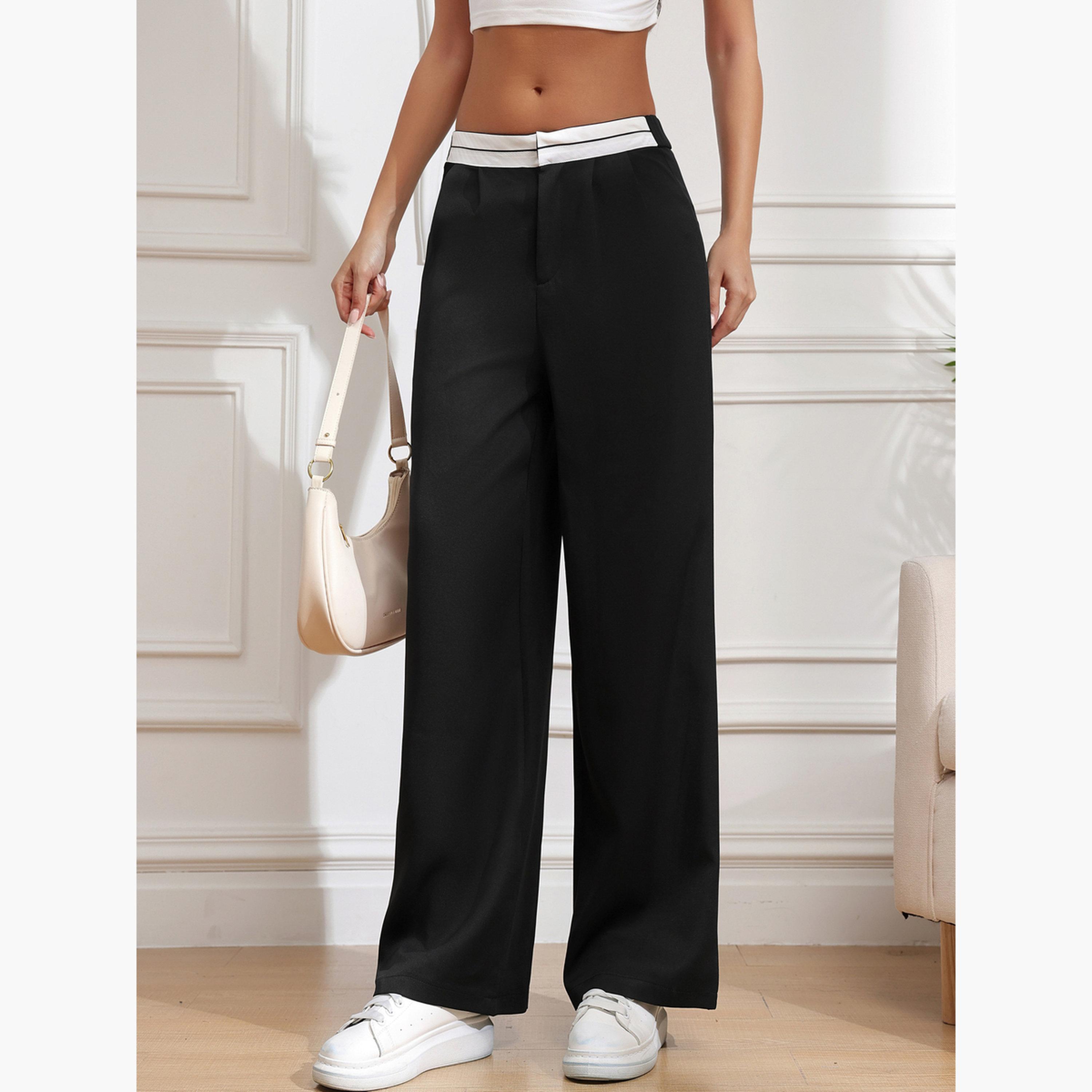 تيك تو - بنطال نسائي أسود بساق مستقيمة-women-clothing-bottoms-trousers-image-2