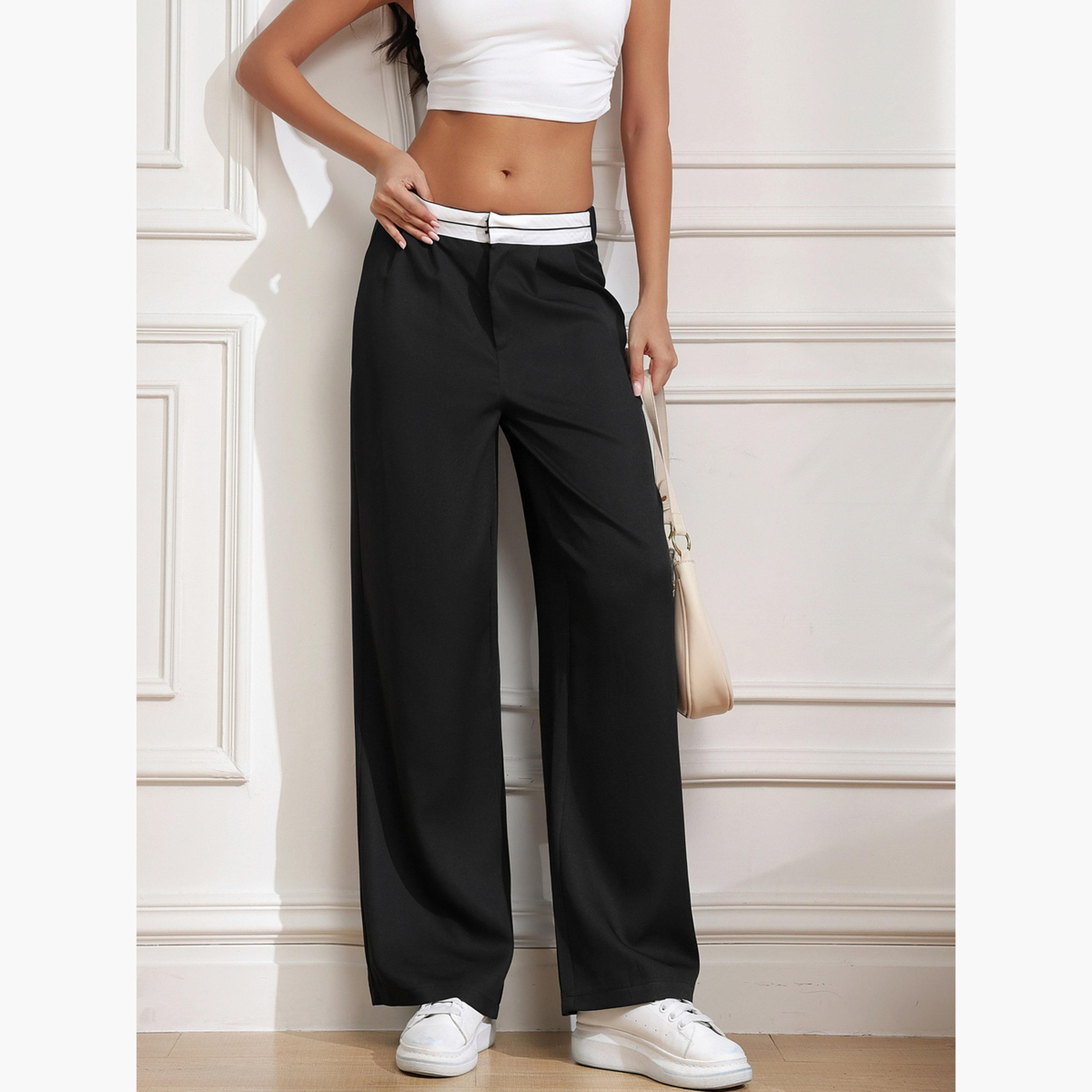 تيك تو - بنطال نسائي أسود بساق مستقيمة-women-clothing-bottoms-trousers-image-3