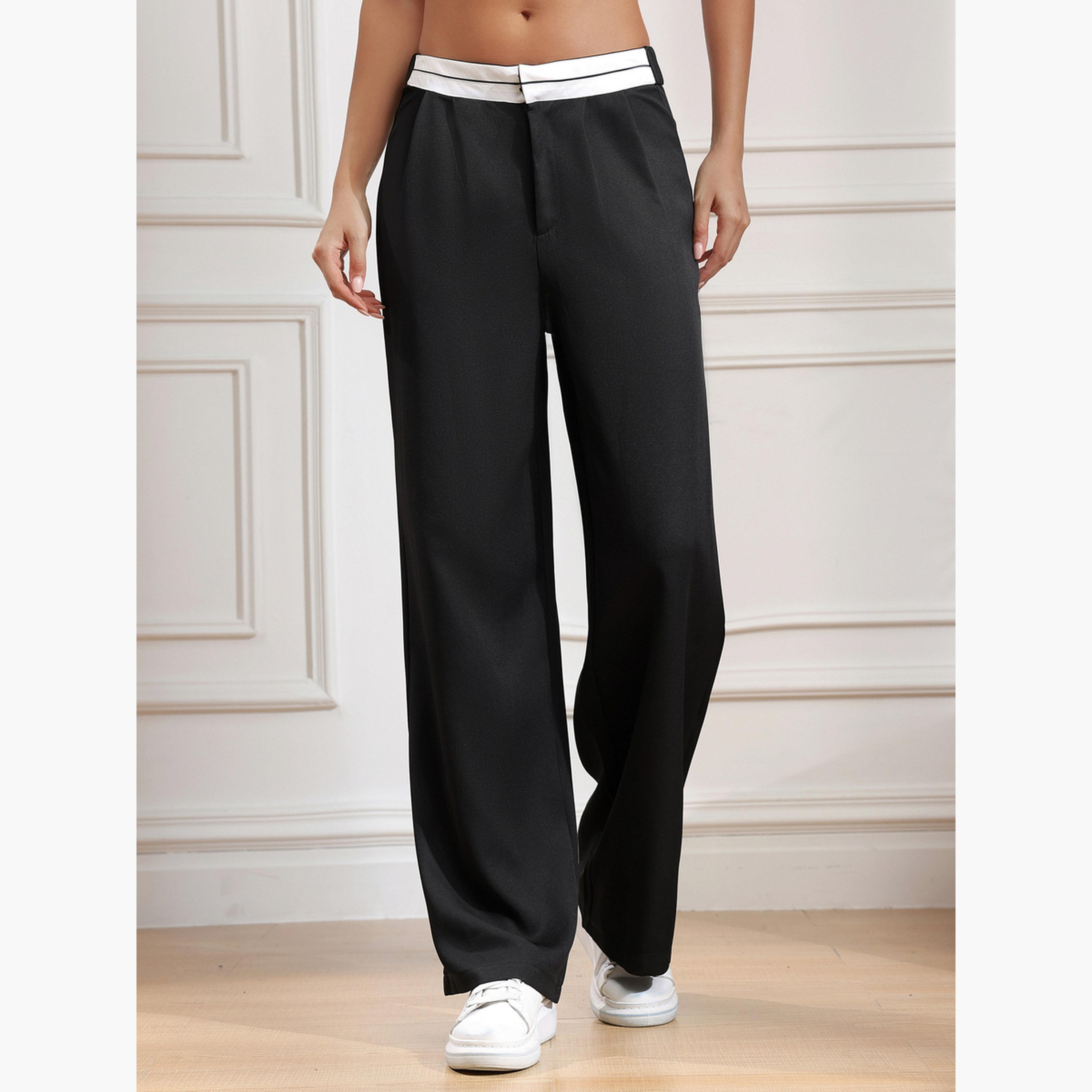 تيك تو - بنطال نسائي أسود بساق مستقيمة-women-clothing-bottoms-trousers-image-4