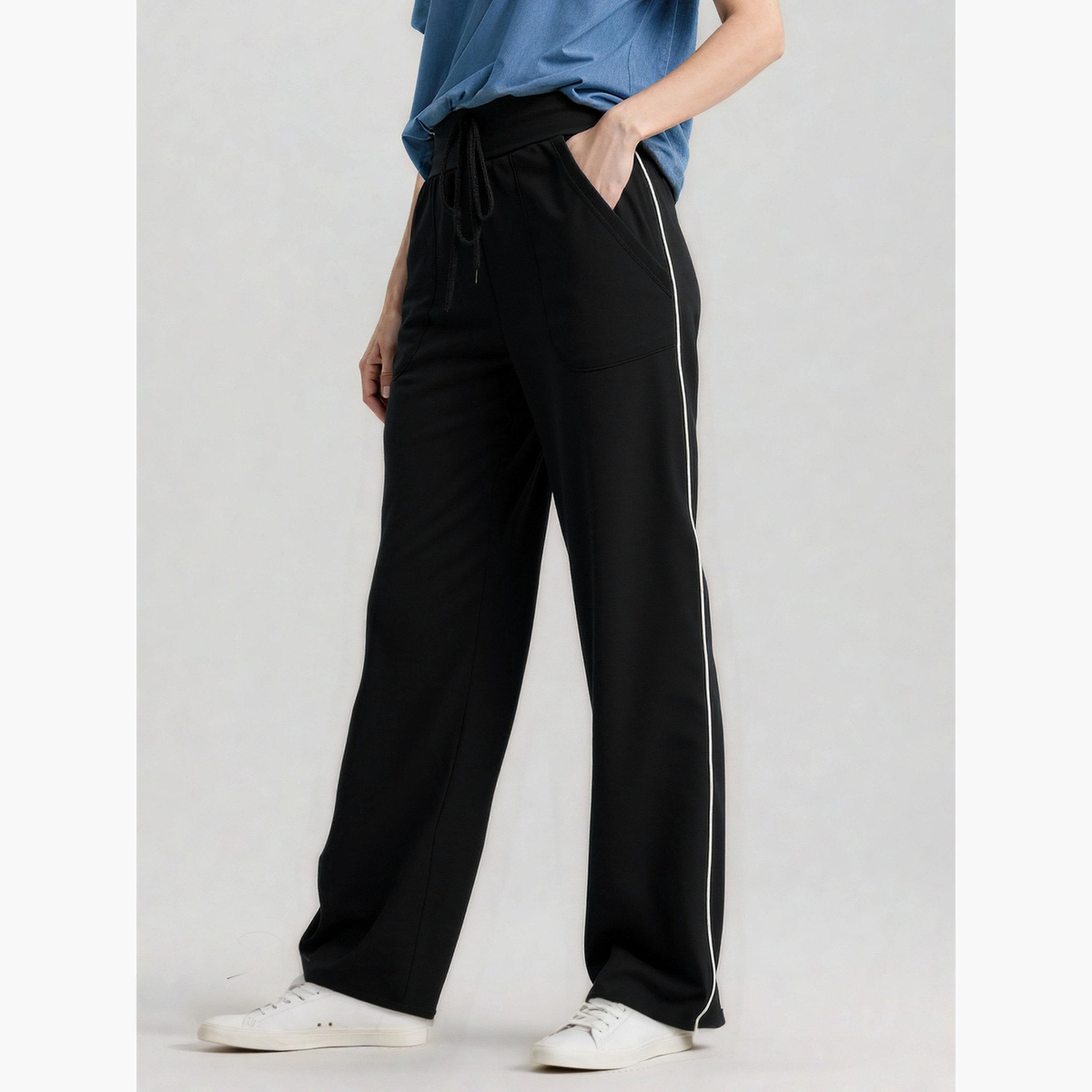 Take Two Women Black Solid Pocket Detail Straight Leg Pants-women-clothing-bottoms-trousers-image-2