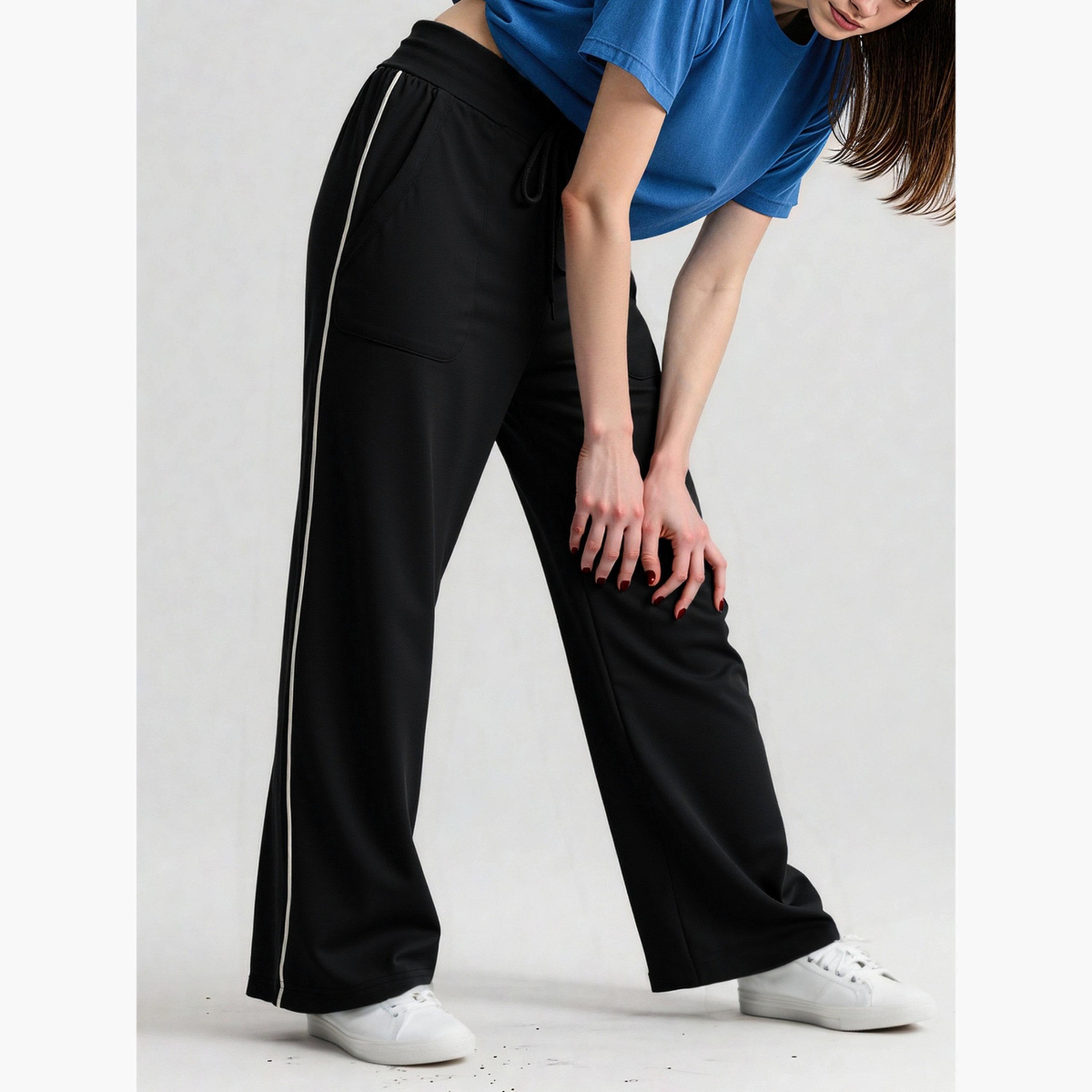 تيك تو - بنطال أسود سادة بجيوب وساق مستقيمة-women-clothing-bottoms-trousers-image-6