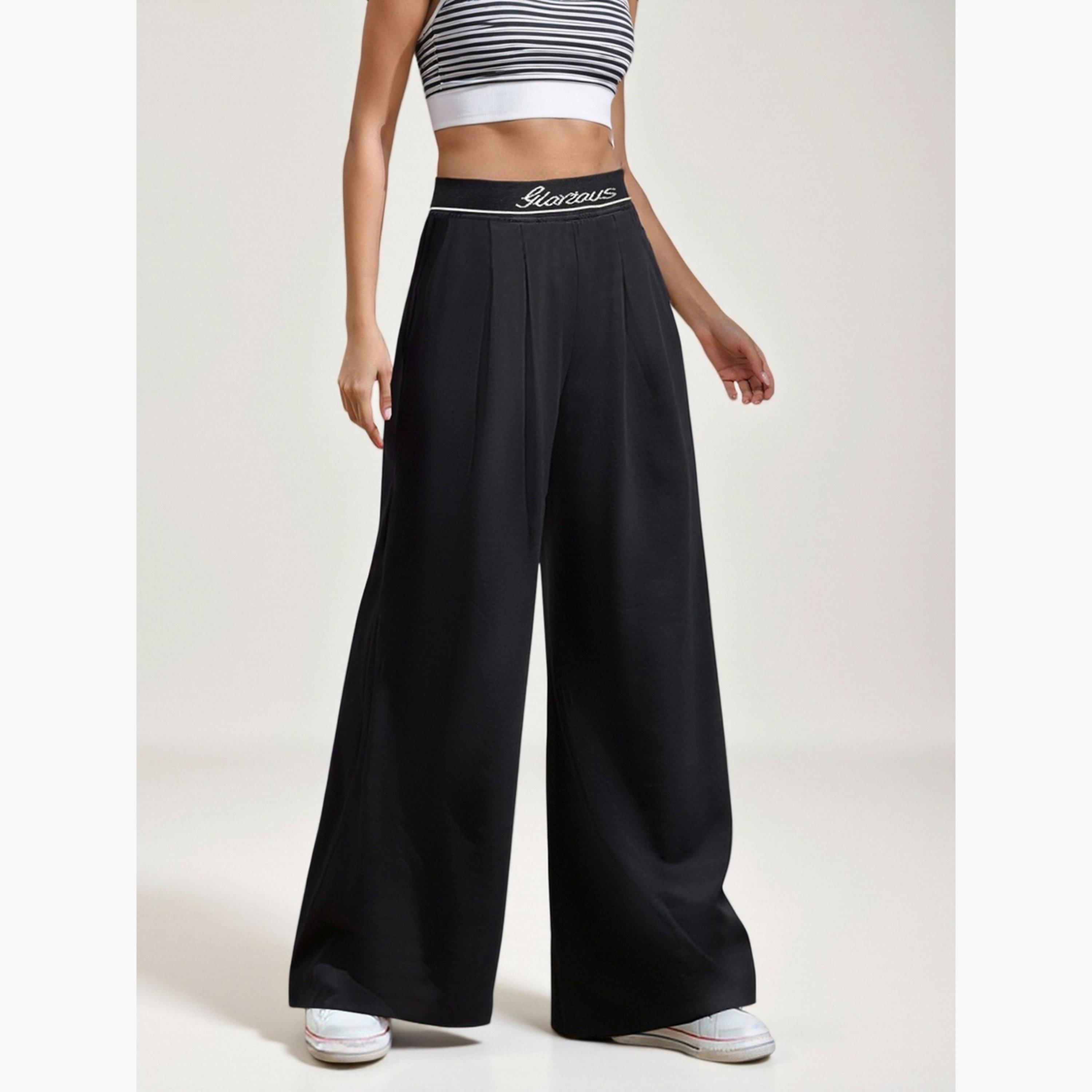 Take Two Women Black Wide Leg Trousers-women-clothing-bottoms-trousers-image-3