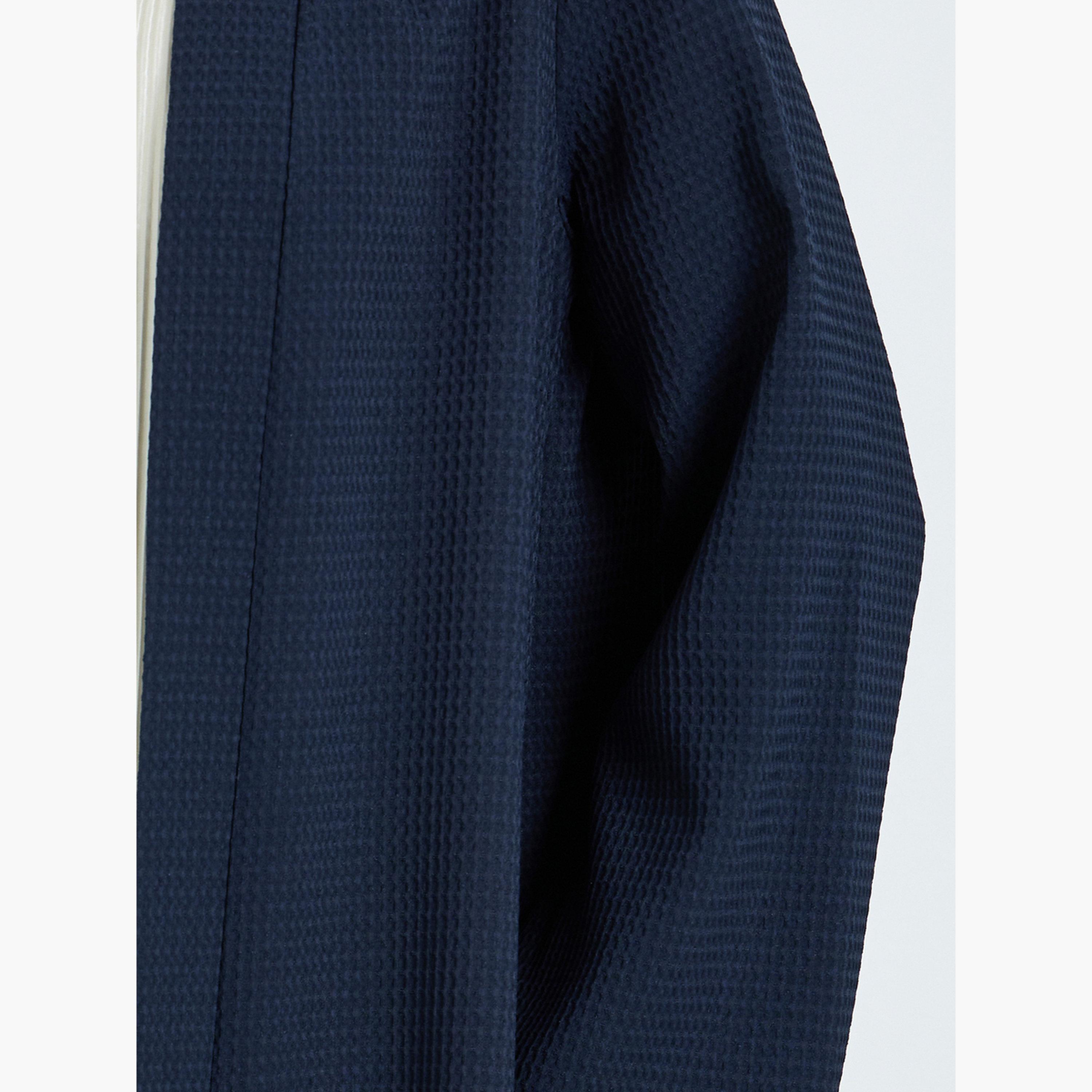 Styli Navy Blue Textured Open Front Abaya-women-arabicclothing-abayas-image-3